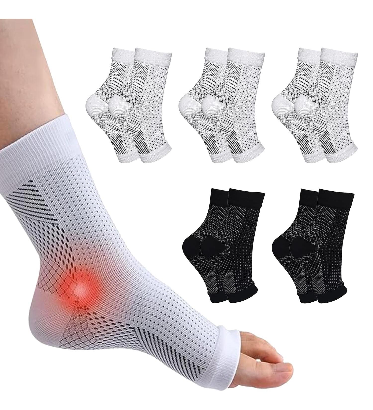 5 Pairs Couples Plantar Fasciitis Socks - Effective Compression for Achilles Tendon Relief & Ankle Pain | Heel Spur & Foot Pain Relief - Buy Online on GoSupps.com