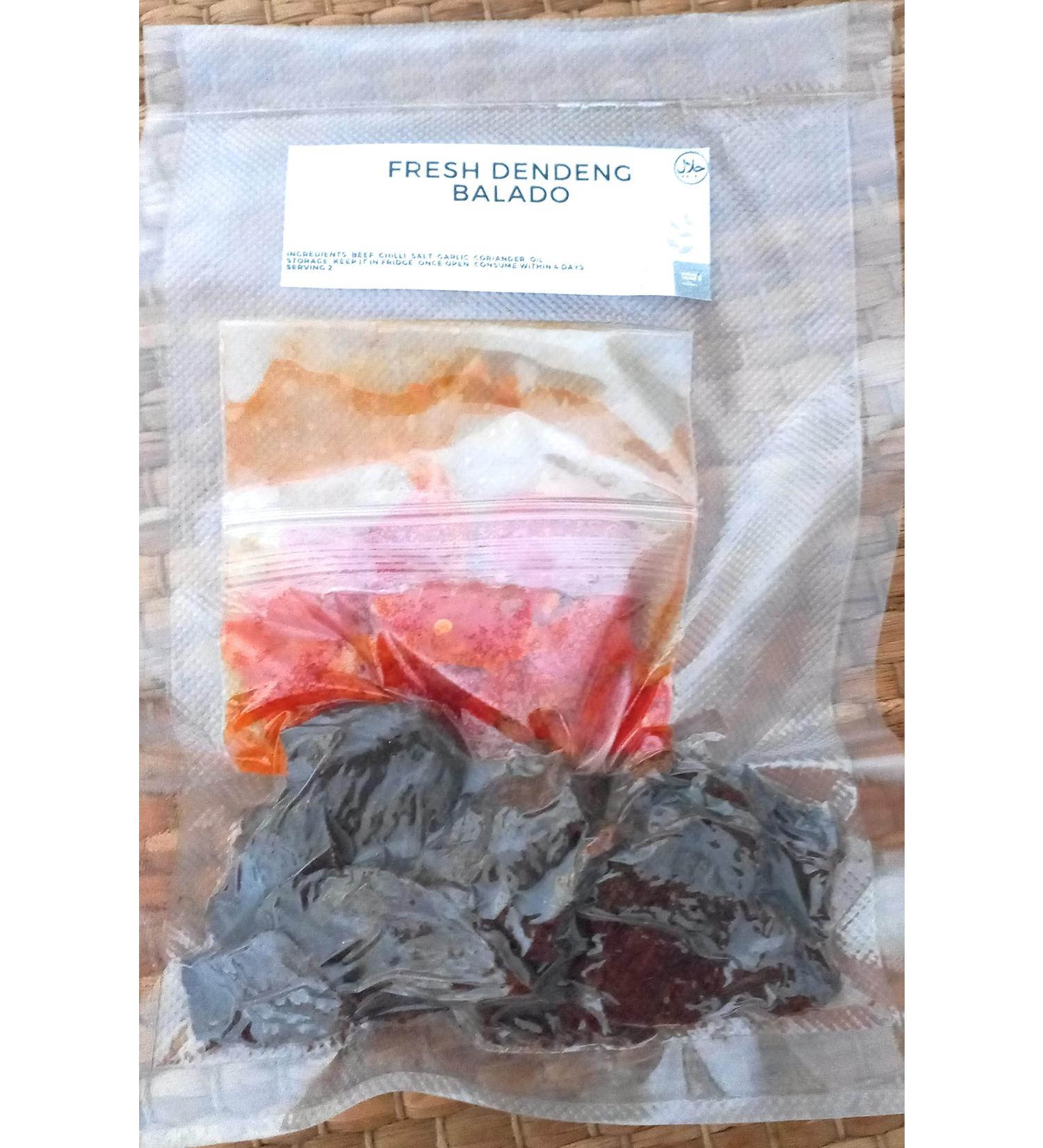 Halal Indonesian Dendeng/Crispy Beef Chip 120 gram with Chilli Sauce/Sambal Balado home-made - Buy Online on GoSupps.com