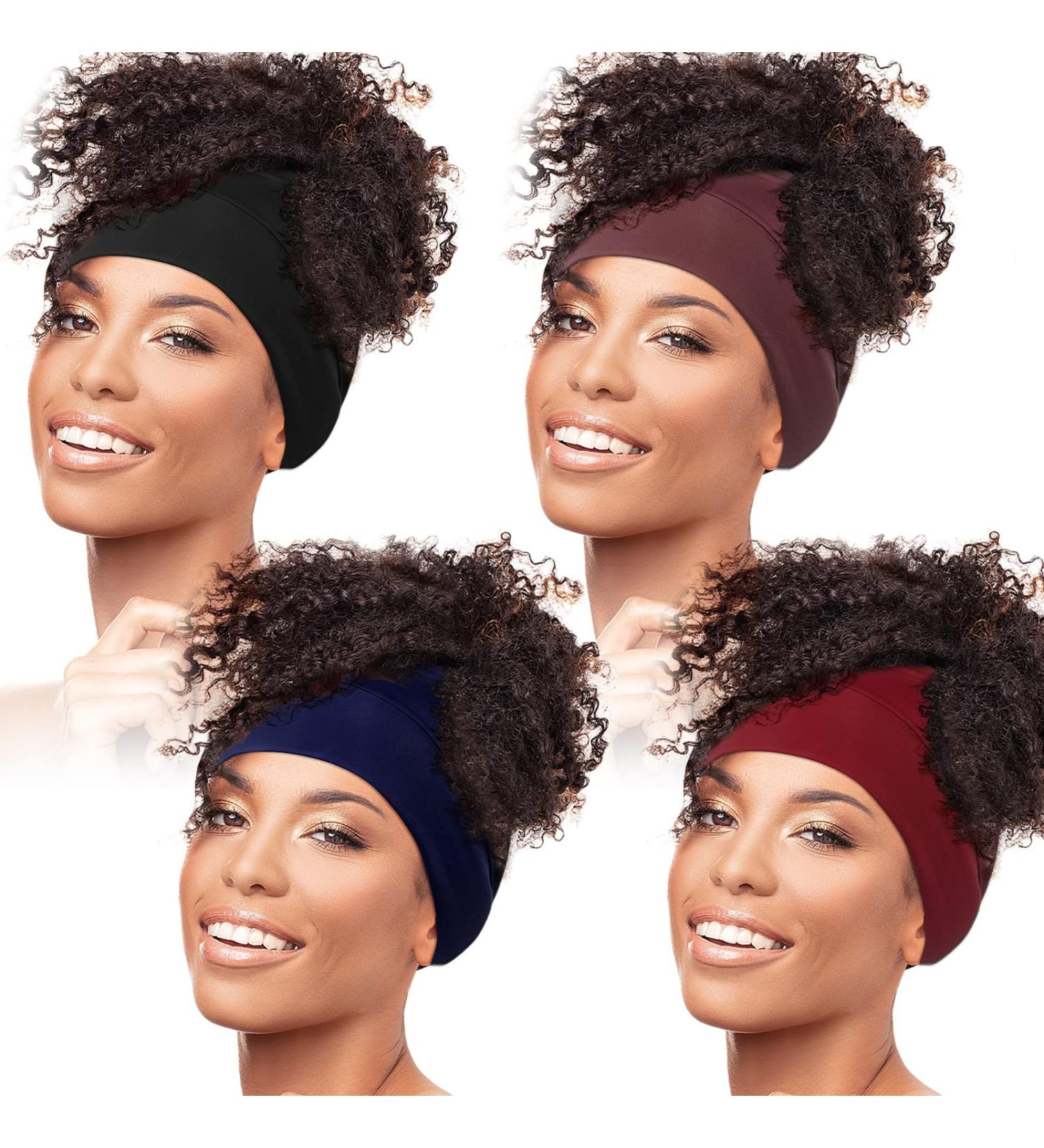 Haysandy Hair Wrap 4-Piece Pineapple Sleeping Cap Set | Hair Protector | Polyamide Sleeve | No Fading | Back Open Design | One Size (Black, Coffee, Wine Red, Navy Blue) - Buy Online on GoSupps.com