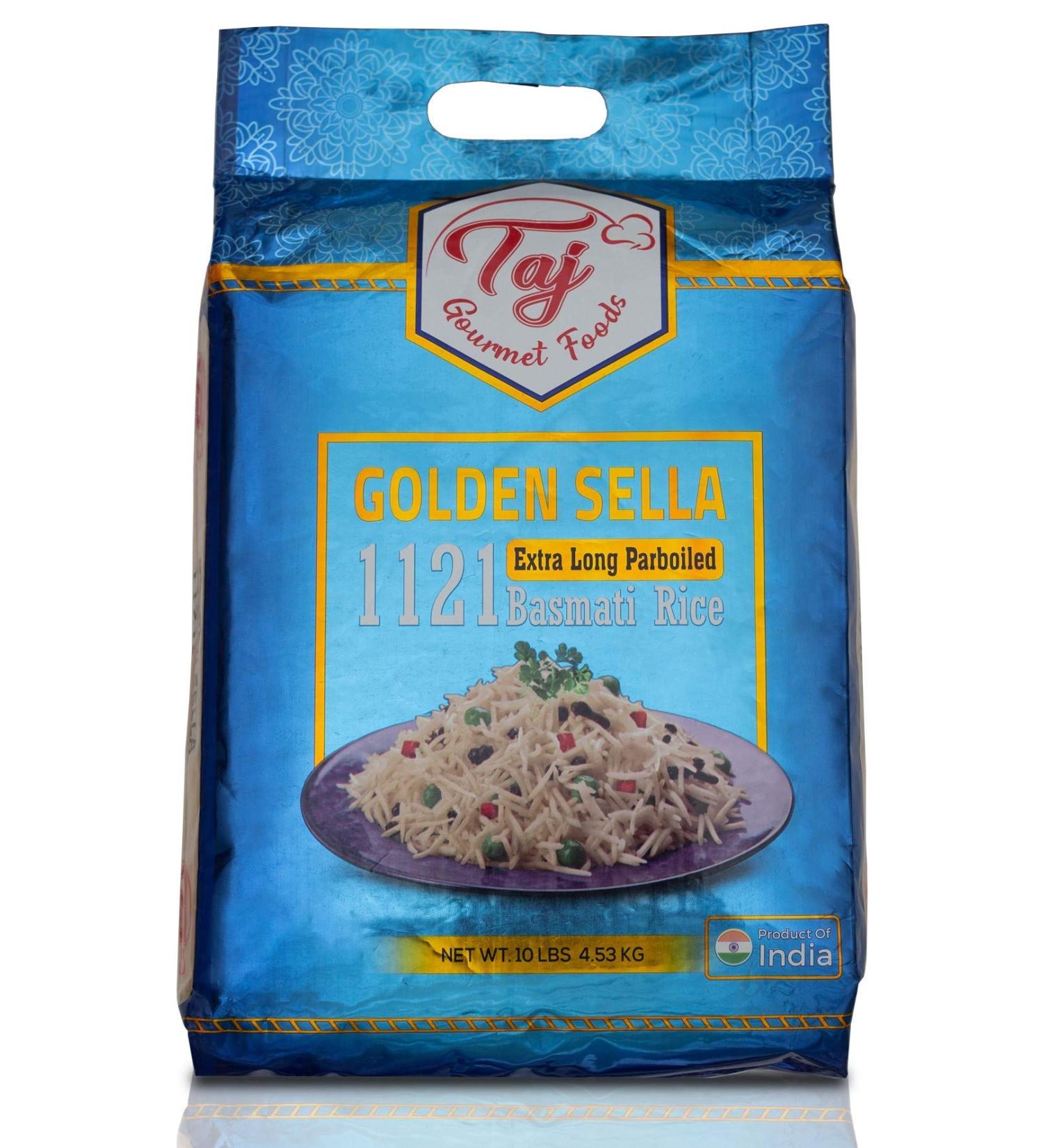 Taj Gourmet 1121 Basmati Rice 10 lbs - Extra Long Sela - Parboiled Golden Sella - Buy Online on GoSupps.com