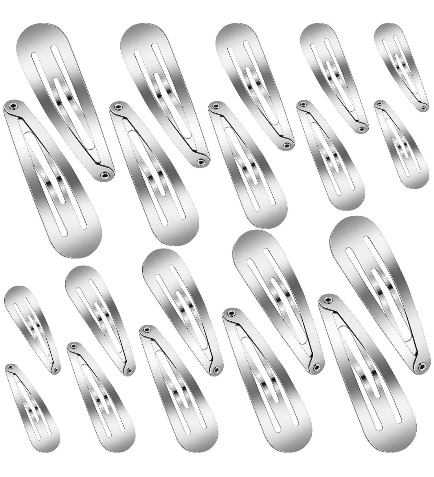 40 Piece Metal Snap Hair Clips Set - Large Nonslip Hair Barrettes for Women and Girls - Hair Accessories in Various Sizes - Silver - Buy Online on GoSupps.com