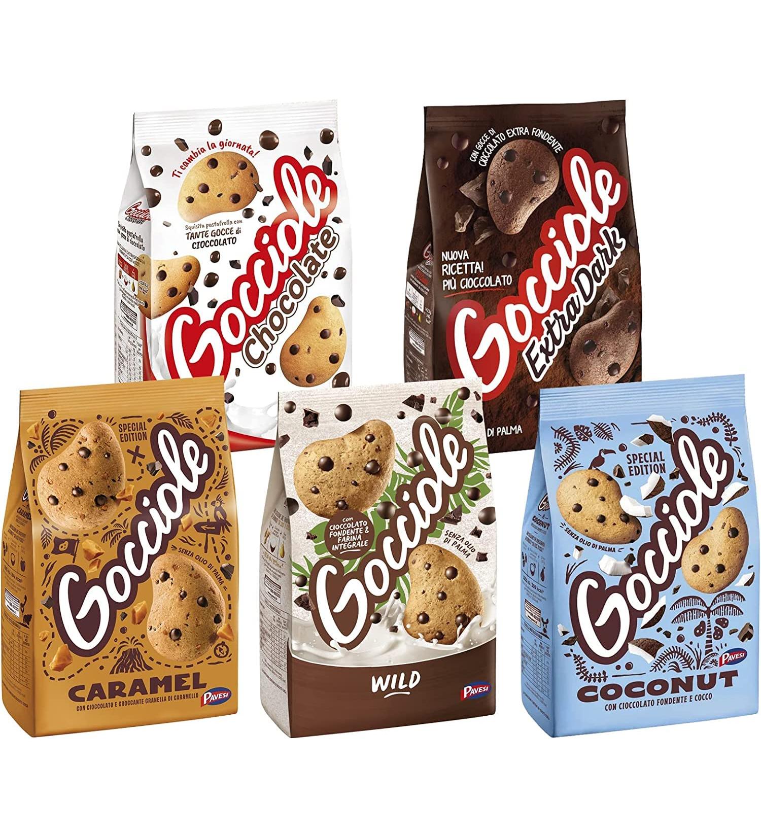 Mix Pavesi Assorted pack with Chocolate Gocciole Caramel Coconut Game and Extra Dark Biscuits with Chocolate Drops - Buy Online on GoSupps.com