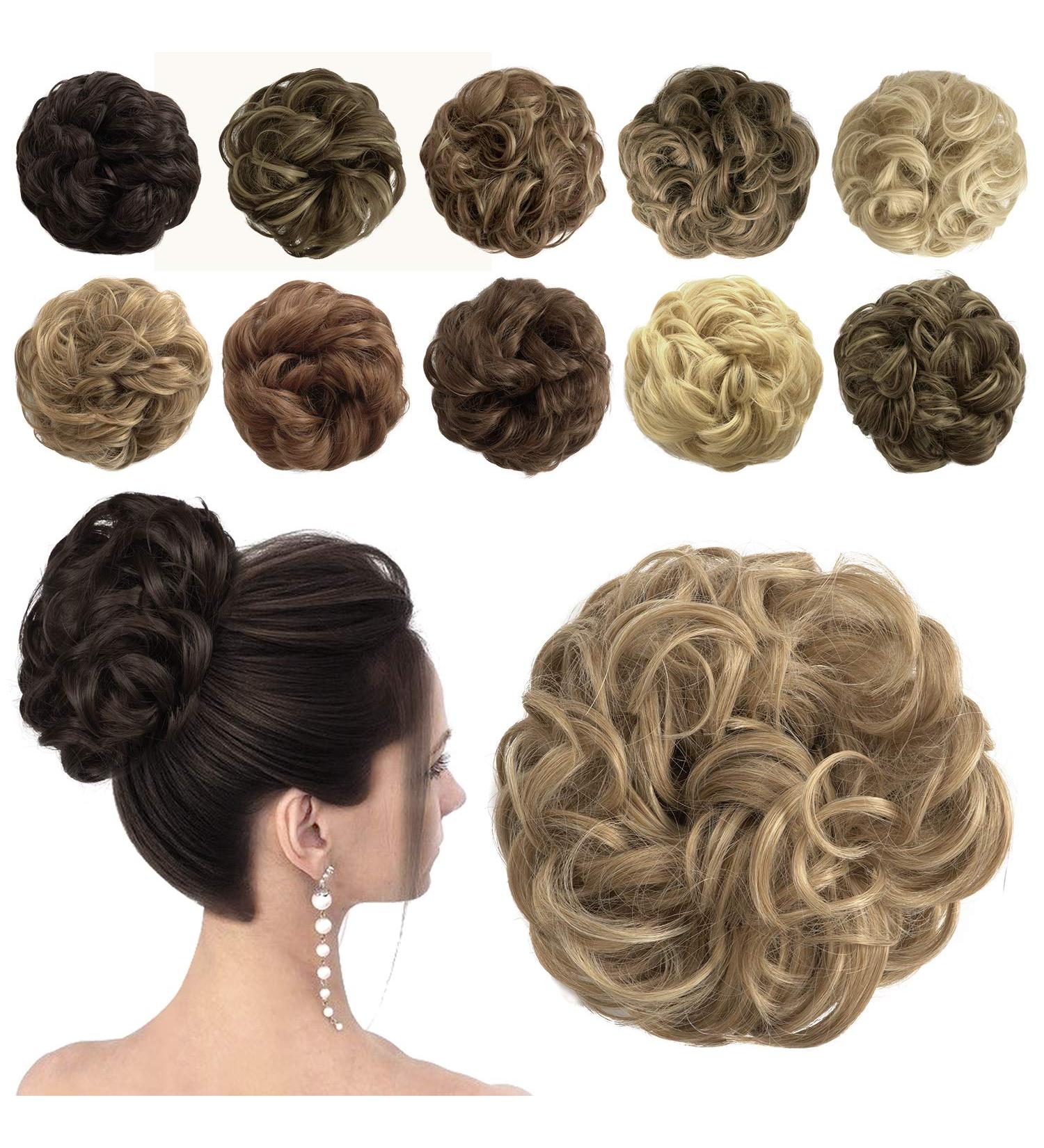 Sofeiyan Hair Part Hair Tie Updos - Wavy Messy Chignon Hairstyles & Extensions for Women | Strawberry Blonde & Bleached Blonde Mix (60g) - Buy Online on GoSupps.com