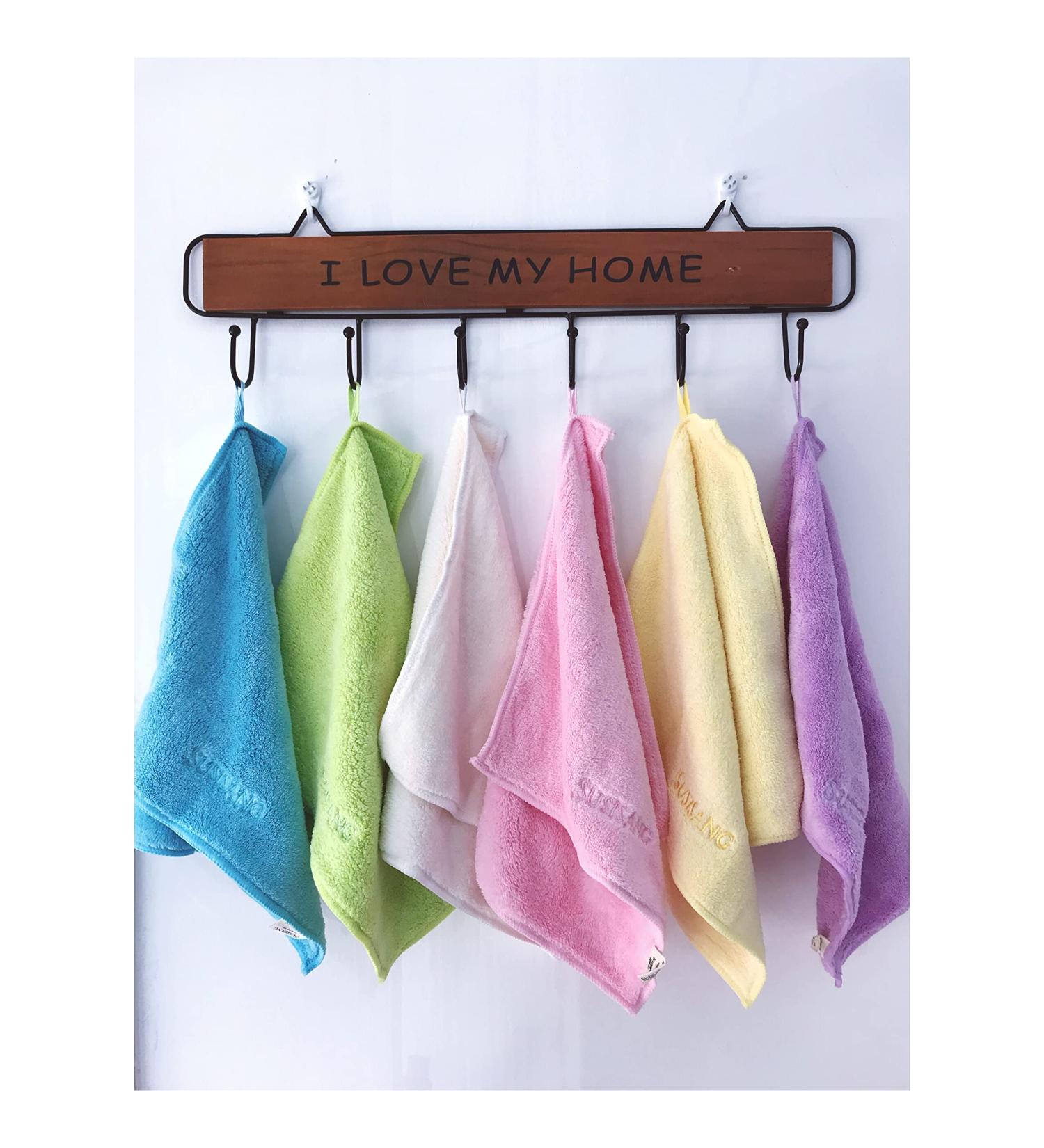 SUSISANG Candy Color Super Soft Washcloths Towel 6-Piece Set - Super Absorbent & Quick Drying Square Towels - Buy Online on GoSupps.com