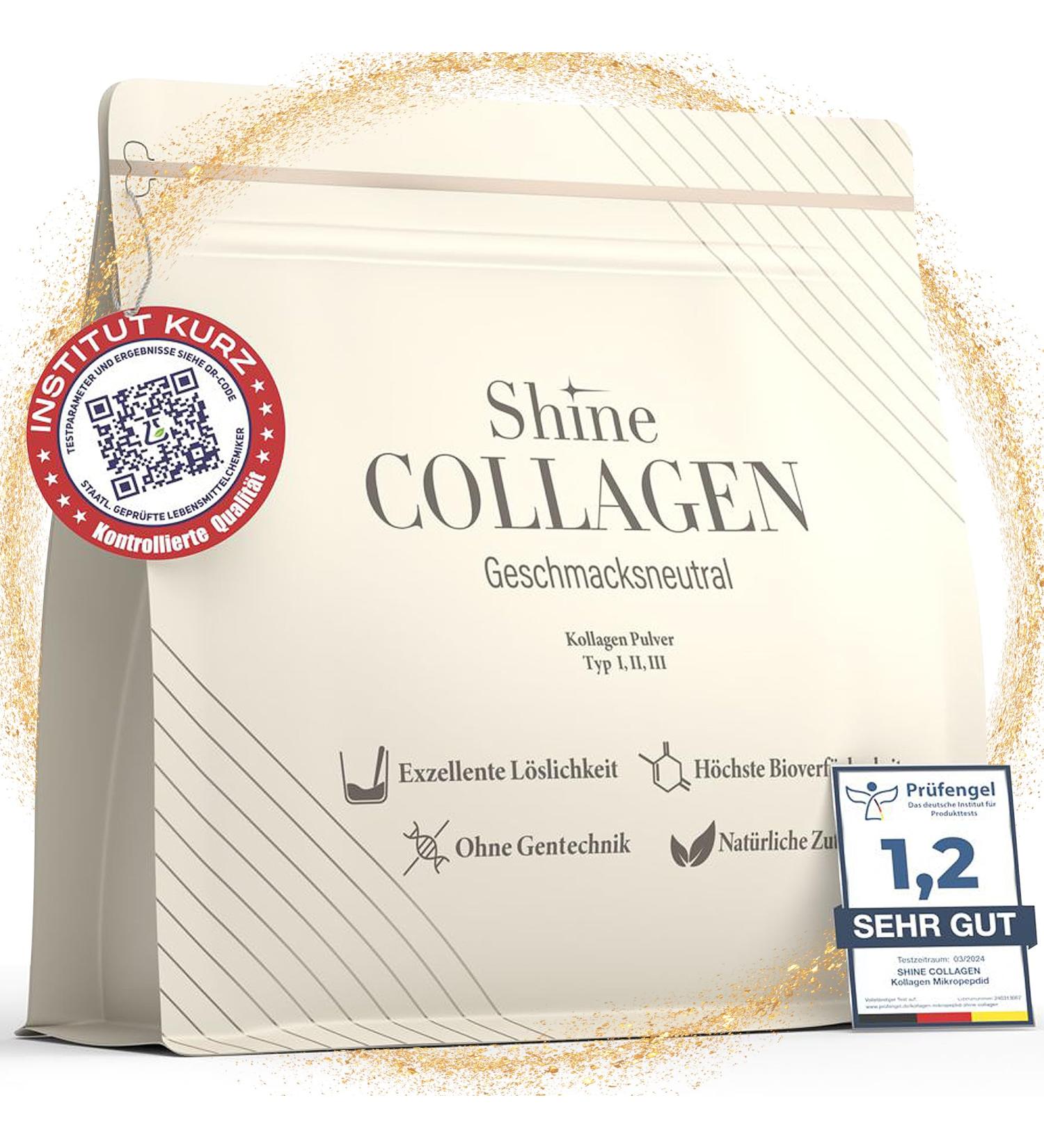 Shine Premium Collagen - 100% Pure Collagen Peptides Type 1 2 3 Hydrolyzed Powder Highly Soluble Taste-Free Anti-Aging For Skin Hair & Joints - Taste Neutral (500g) - Buy Online on GoSupps.com