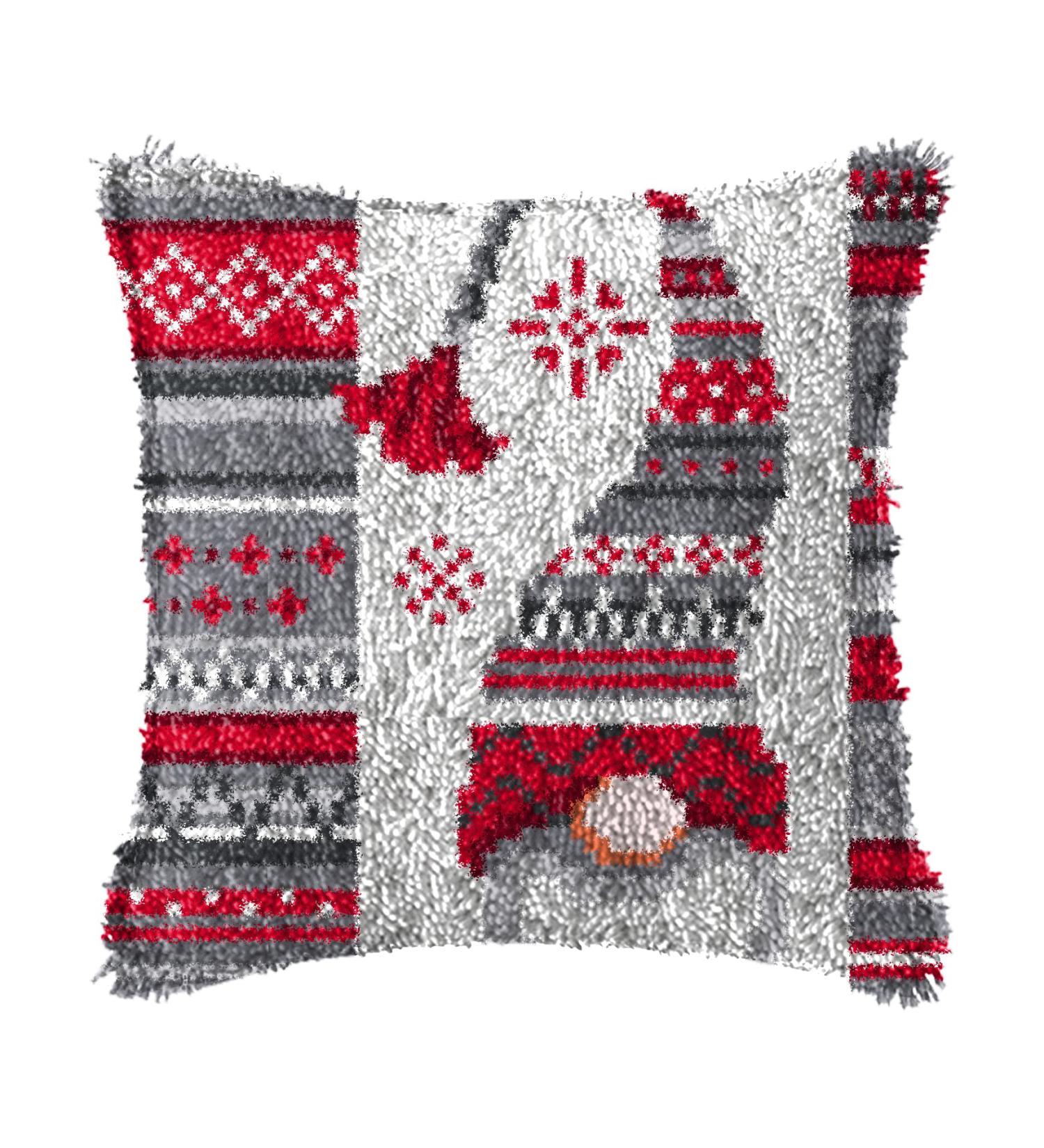 LAPATAIN Latch Hook Kit for DIY Throw Pillow Cover - Handcrafted Crochet Cushion Cover 17X17inch - Christmas Hat Design - Buy Online on GoSupps.com