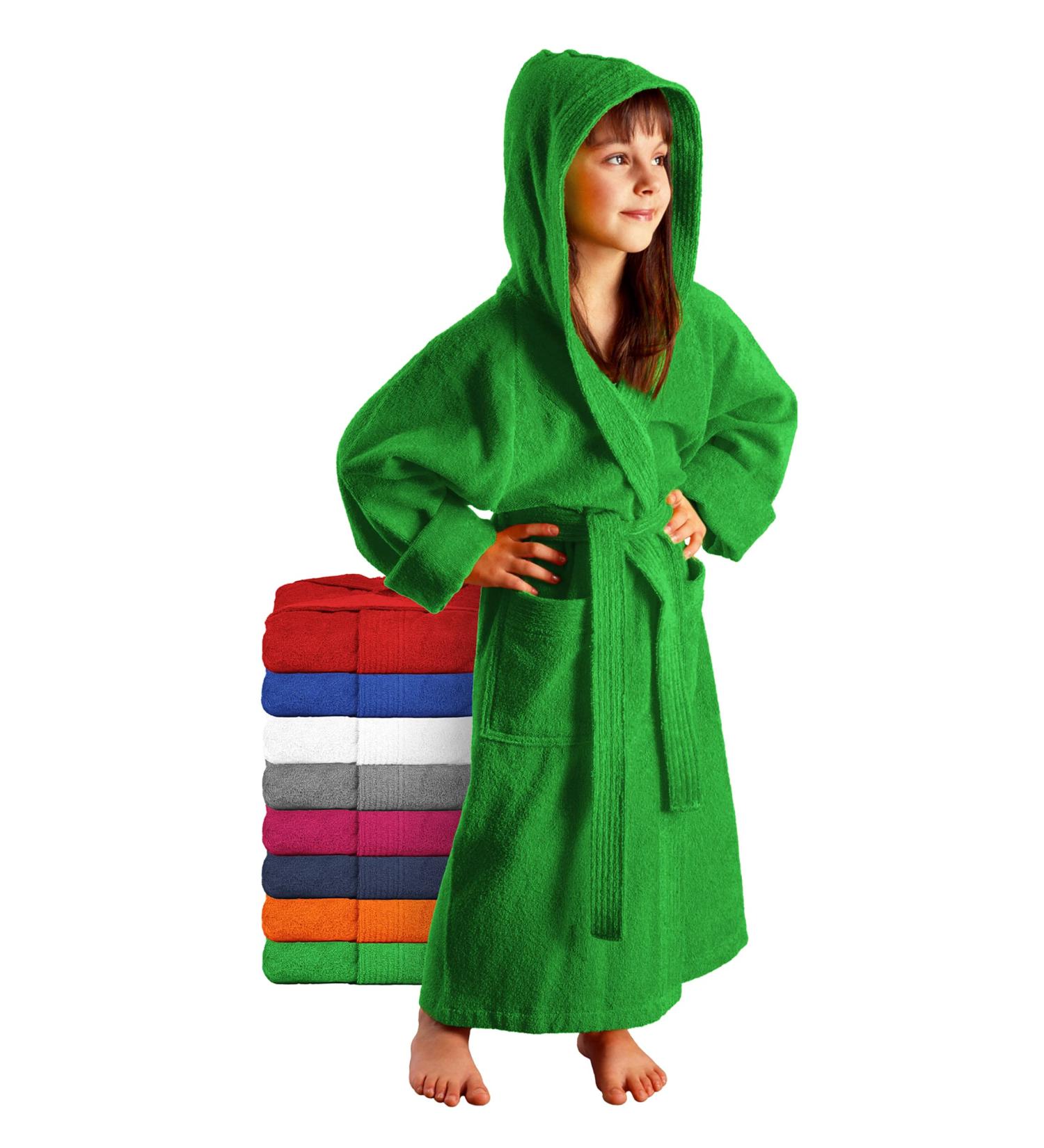 Arus Children's Bathrobe with Hood - 100% Cotton Terry Eco-Tex Certified Frog Green - Long & Soft for Boys & Girls - Buy Online on GoSupps.com