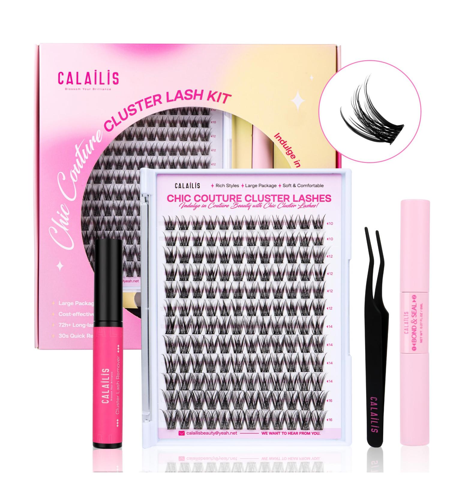 Calailis DIY Eyelash Extensions Set - 144 D Curl Individual Eyelashes with Adhesive Sealer & Applicator | YY29 Kit for Professional Quality Lash Extension - Buy Online on GoSupps.com