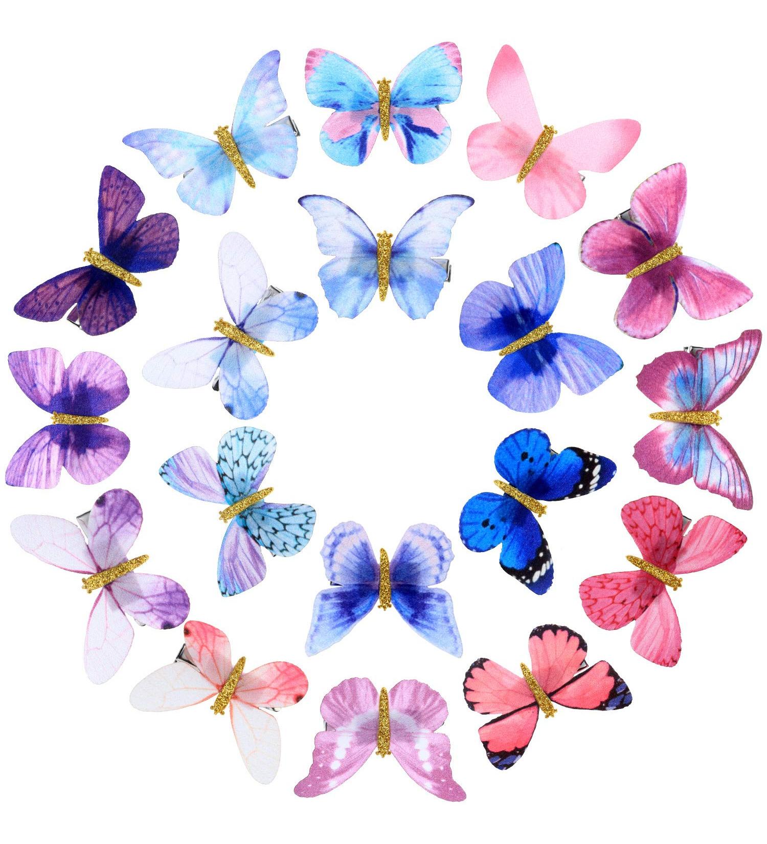 18 Pcs Butterfly Hair Clips - Glitter Snap Hair Accessories for Young Women | Set 2 - Buy Online on GoSupps.com