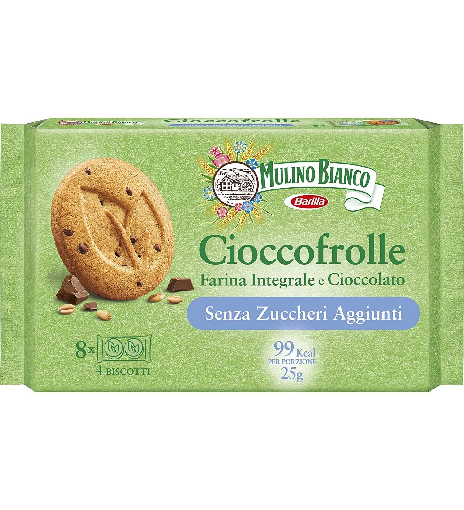 Mulino Bianco Cioccofrolle with wholemeal flour and chocolate Biscuits Italie biscuits with whole flour and chocolate 200 g ( 8 x 25 g ) sans sucre added - Buy Online on GoSupps.com