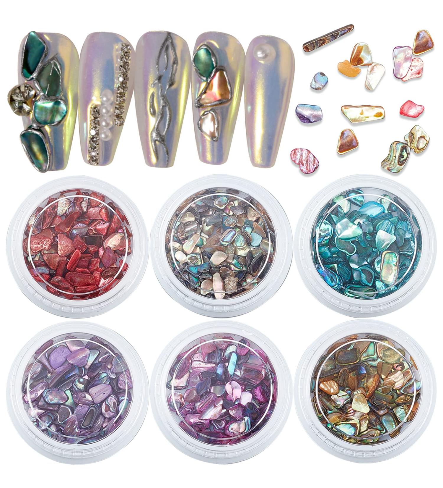 Niceneeded 6 Boxes Nail Art Shell Slices - 3D Colorful Seahell Glitter for Stunning Nail Art Decorations - Buy Online on GoSupps.com