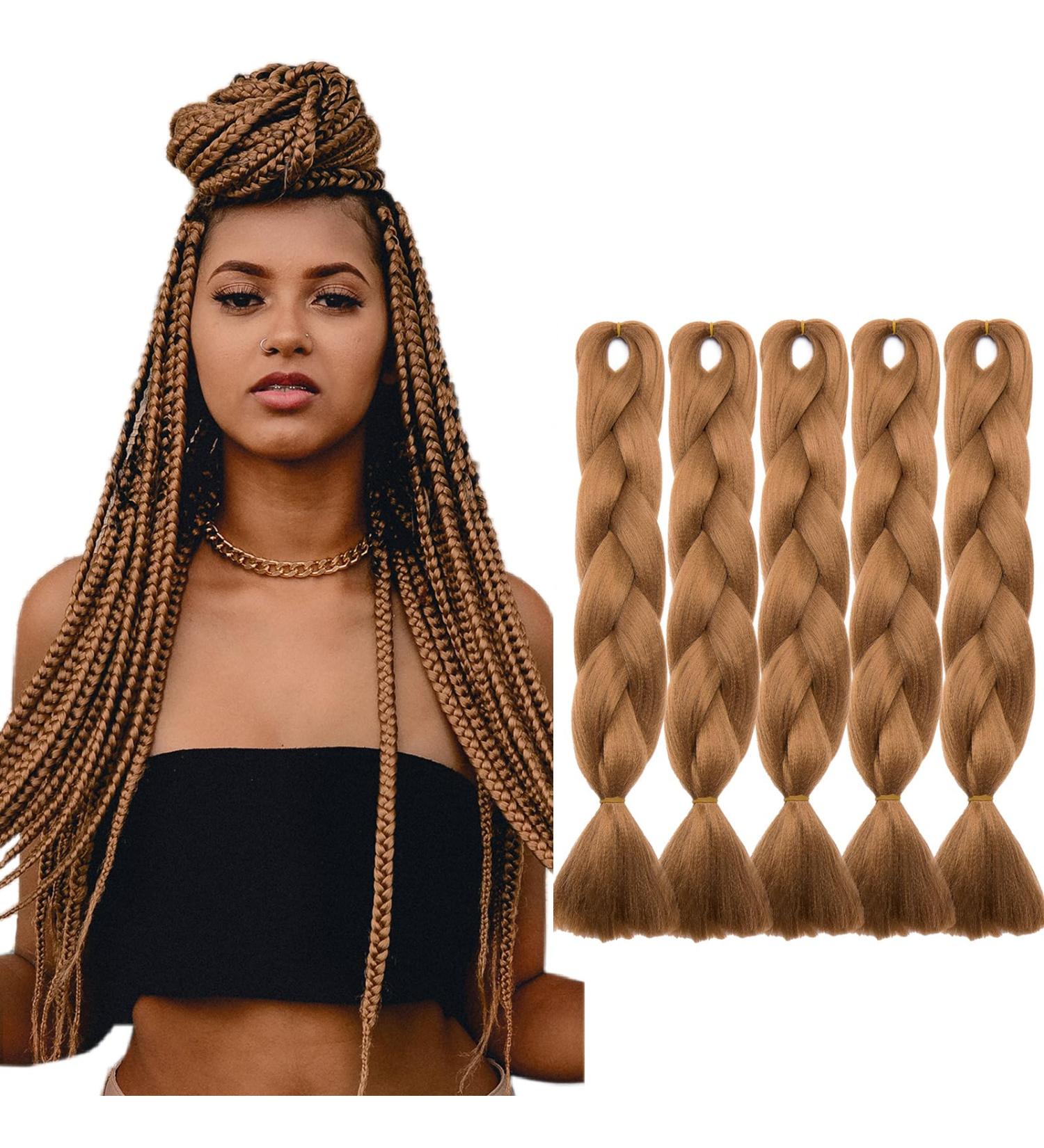 Tess Braids Extensions 60 cm | 5 Pack Jumbo Kanecalon Braids #30 Chestnut Brown | Single-laid Box Braids Hair Extension (100g/bundle) - Buy Online on GoSupps.com