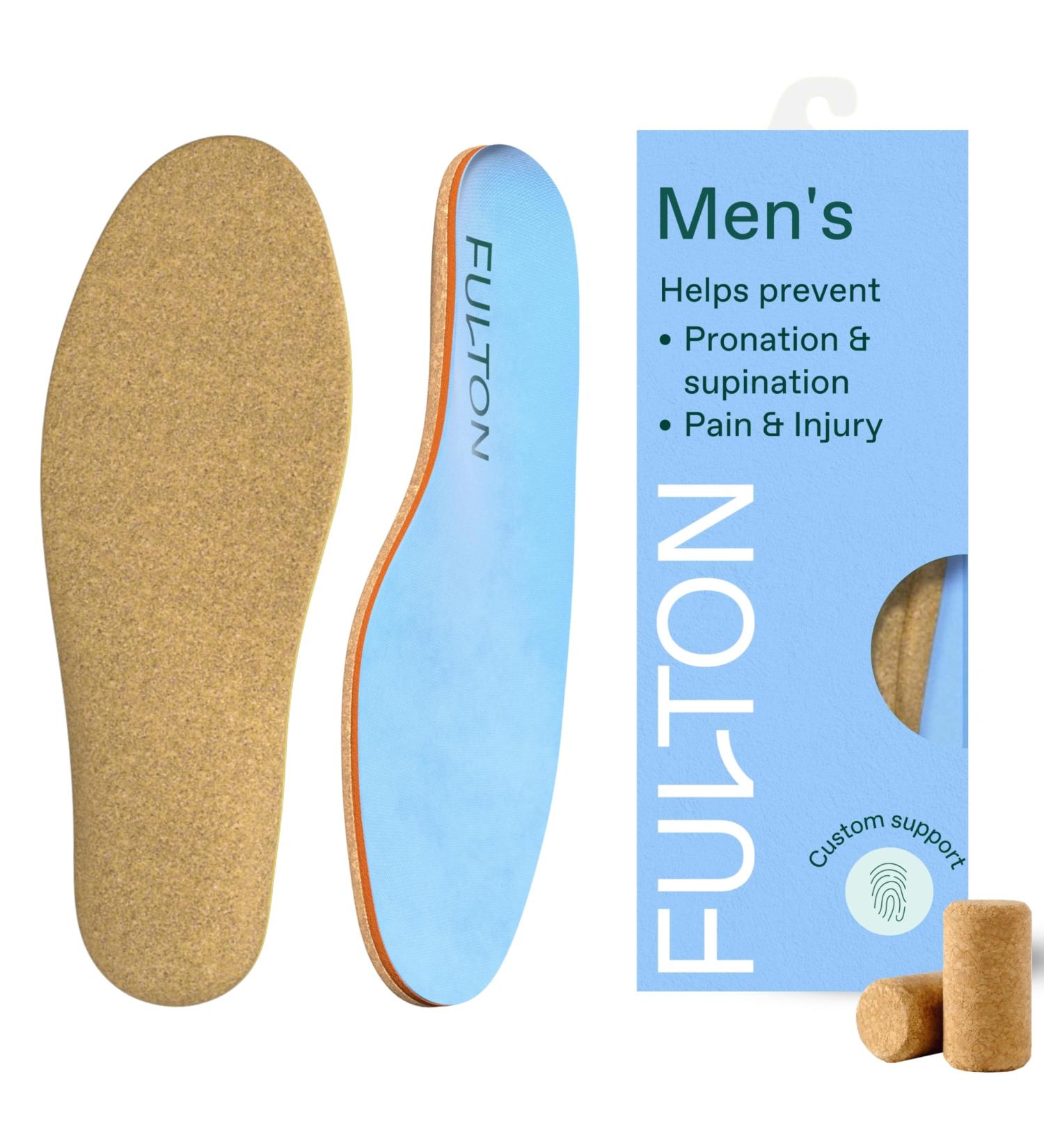 Fulton Men's Shock Absorbing Insoles - High Impact Arch Support Custom Cork Inserts for Plantar Fasciitis & Foot Fatigue - Athletic Running Insoles (Size 13.5-14 - Buy Online on GoSupps.com