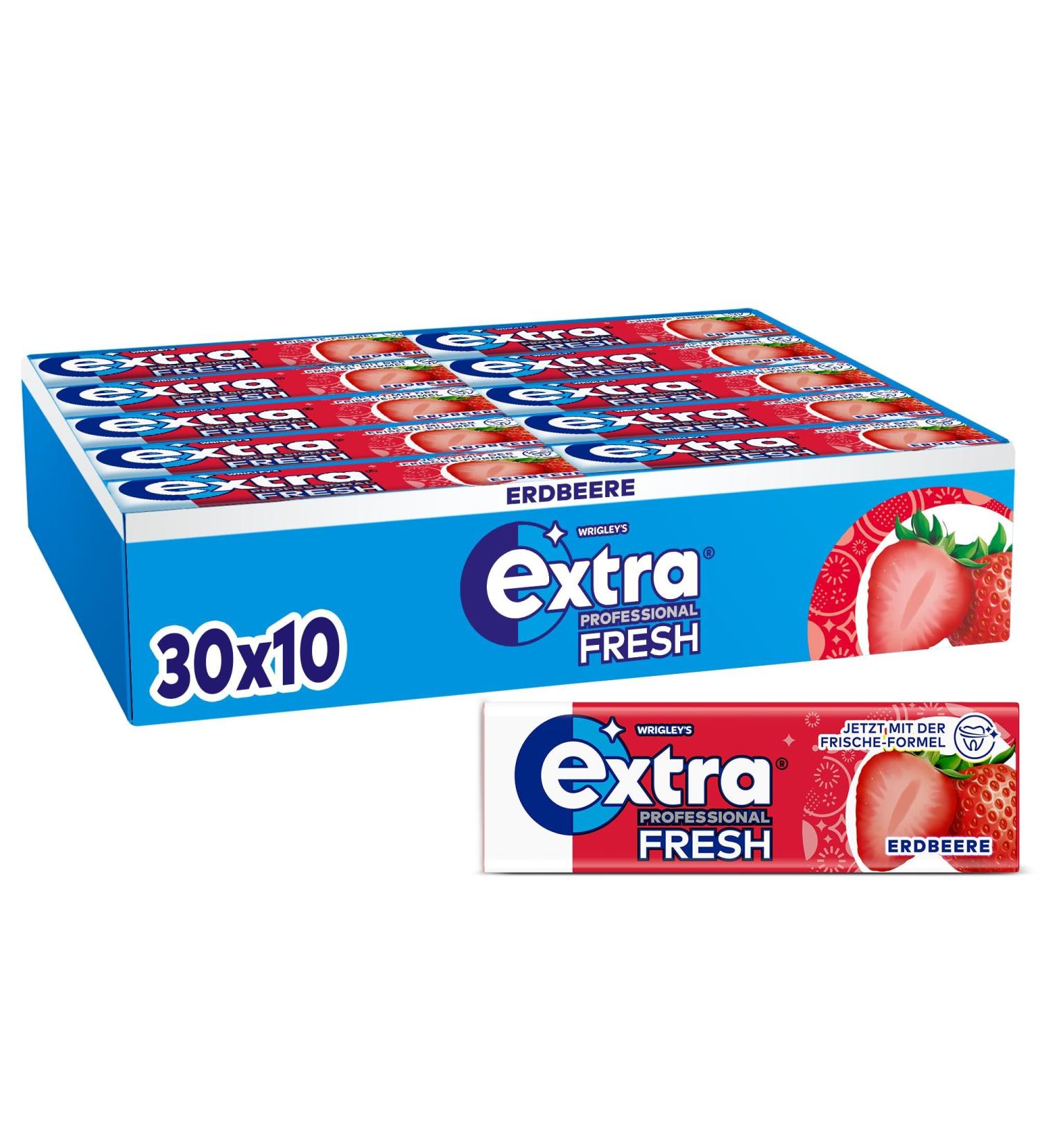 Buy Extra Professional Sugar-Free Fresh Strawberry Chewing Gum - 30x10 Dragees Multipack for Fresh Breath - International Shipping Available - Buy Online on GoSupps.com