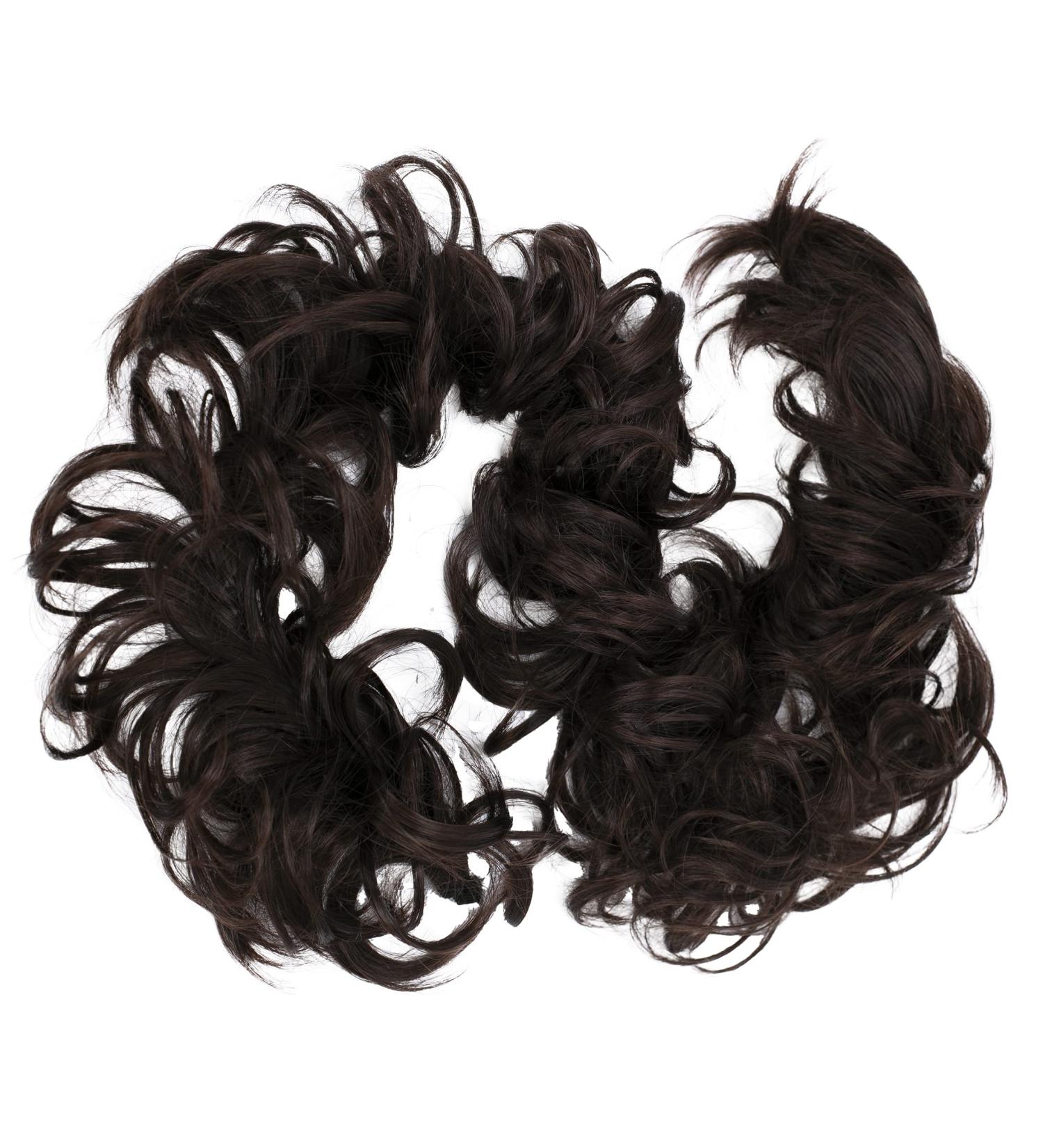 CAISHA XXL Dark Brown Messy Bun Hairpiece for Bridal Updo Hairstyle | Voluminous Curly Scrunchy HW7 - Buy Online on GoSupps.com