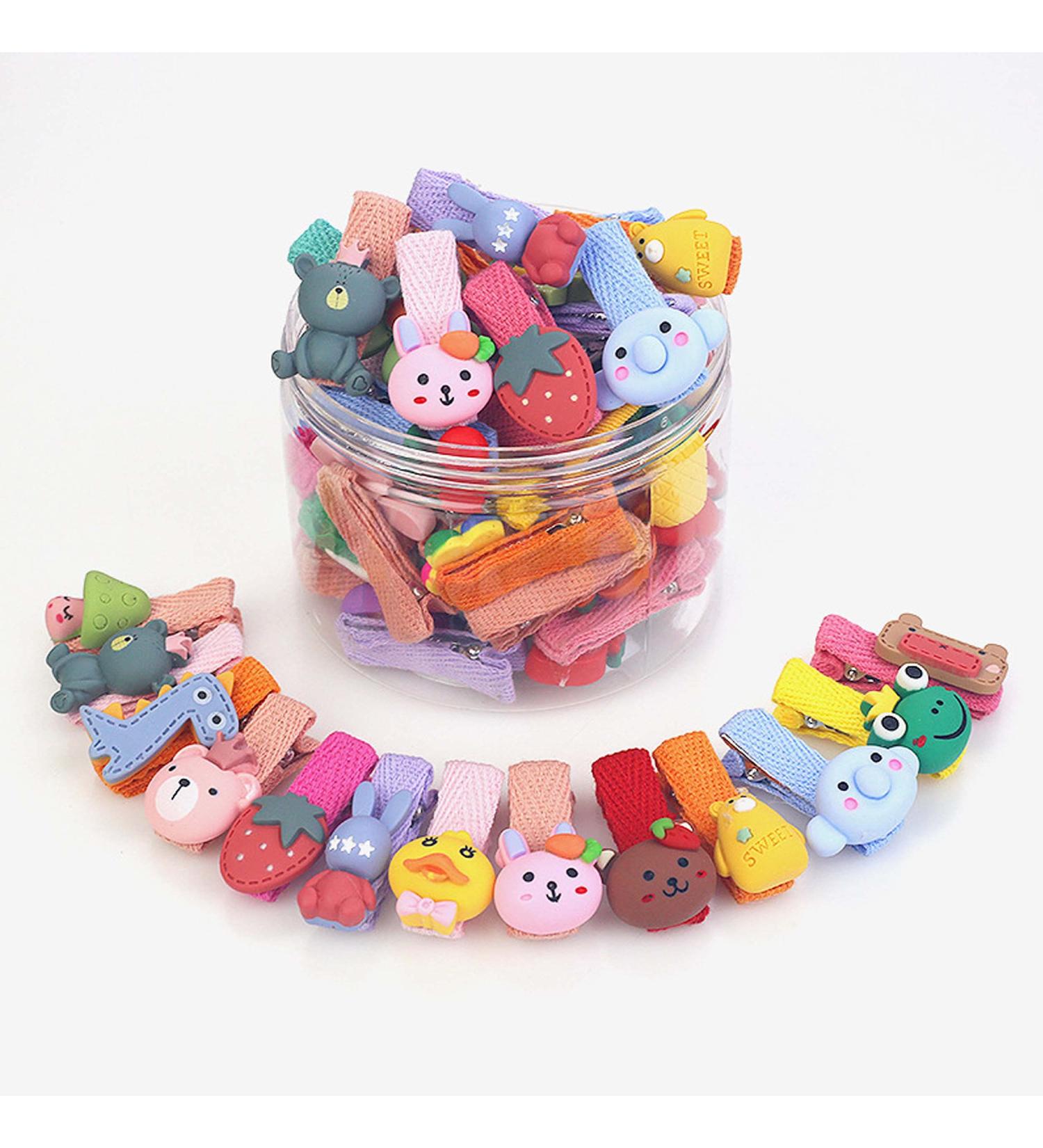 26-Piece Cartoon Fabric Hairpins & Clips Set for Girls - Colorful Hair Tie Holder Kit with Box - Buy Online on GoSupps.com