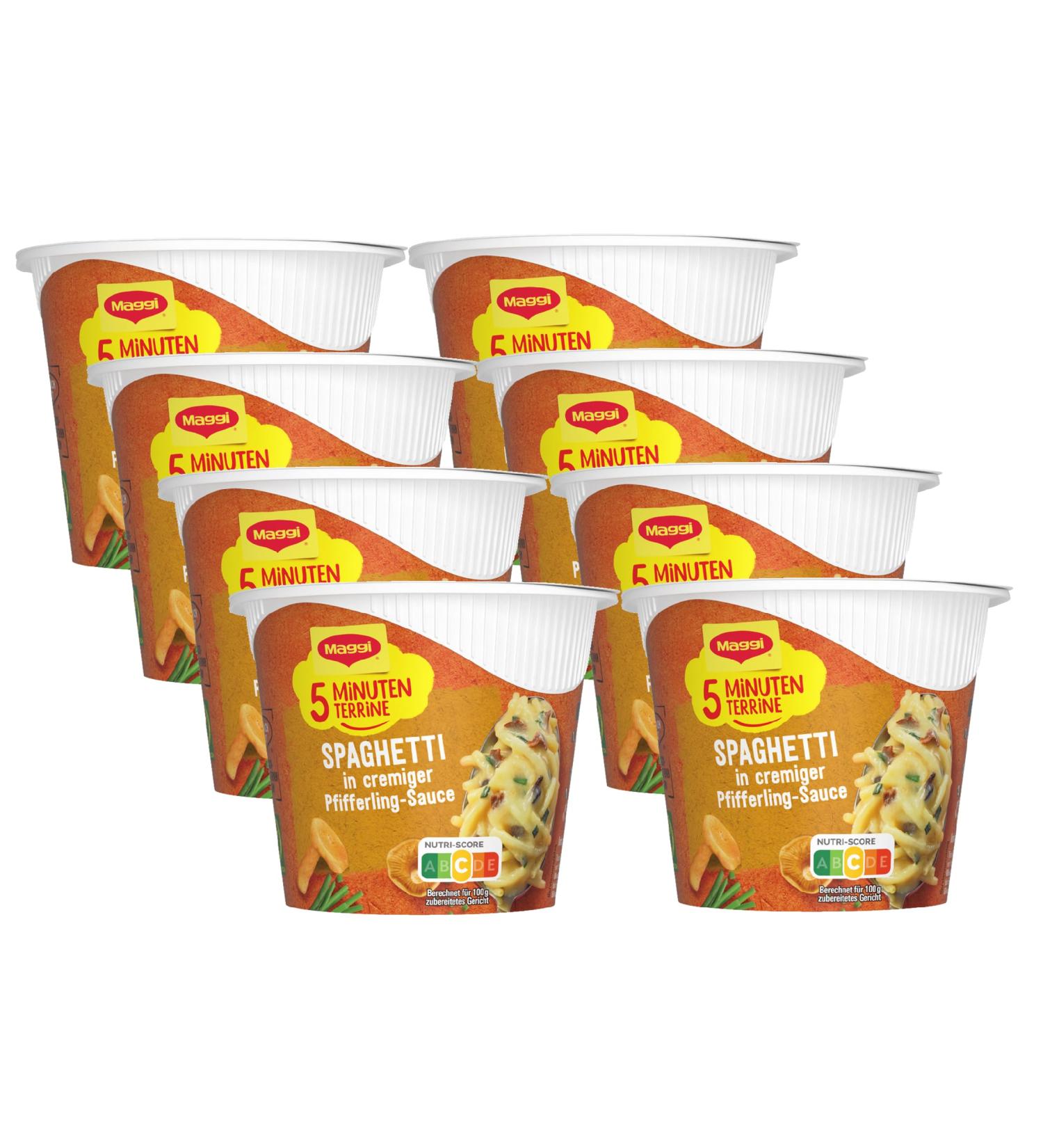 Buy Maggi 5 Minutes Terrine Spaghetti in Chanterelle Cream Sauce - 8-Pack Instant Pasta Ready Meal with Mushrooms 54g Each - Buy Online on GoSupps.com