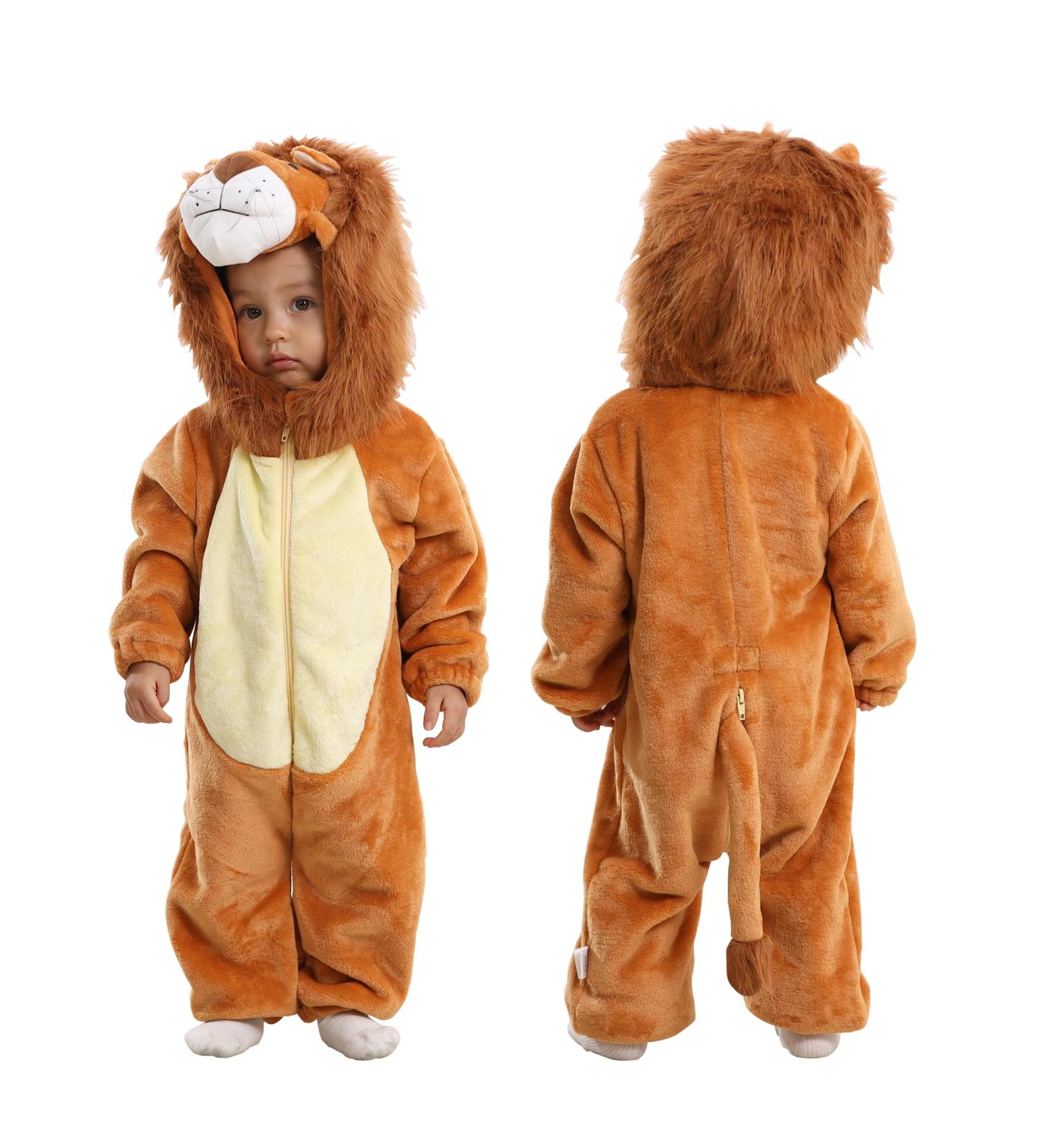 Doladola Baby Boys Girls Lion Hooded Onesie 12-18 Months - Cartoon Animal Pajamas Romper - Buy Online on GoSupps.com