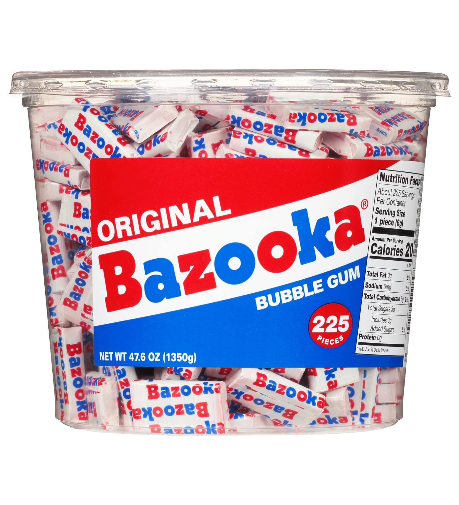 Bazooka Bubble Gum 225 Count Individually Wrapped Pink Chewing Gum in Original Flavor - Bulk Bubble Gum Tub - Fun Old Fashioned Candy for Halloween Parties and Trick or Treaters Original 225 Count (Pack of 1) - Buy Online on GoSupps.com