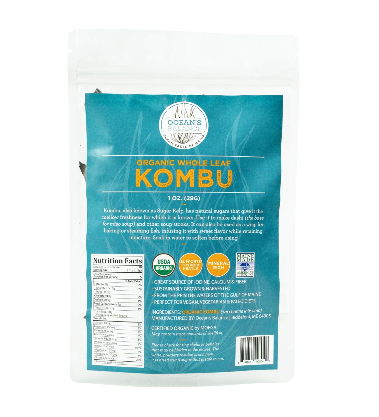 Organic Whole Leaf Kombu & Seaweed Salad Mix - Atlantic Sea Vegetables for Keto, Paleo, Vegan Diets - Gluten-Free - 1oz Bag - Buy Online on GoSupps.com