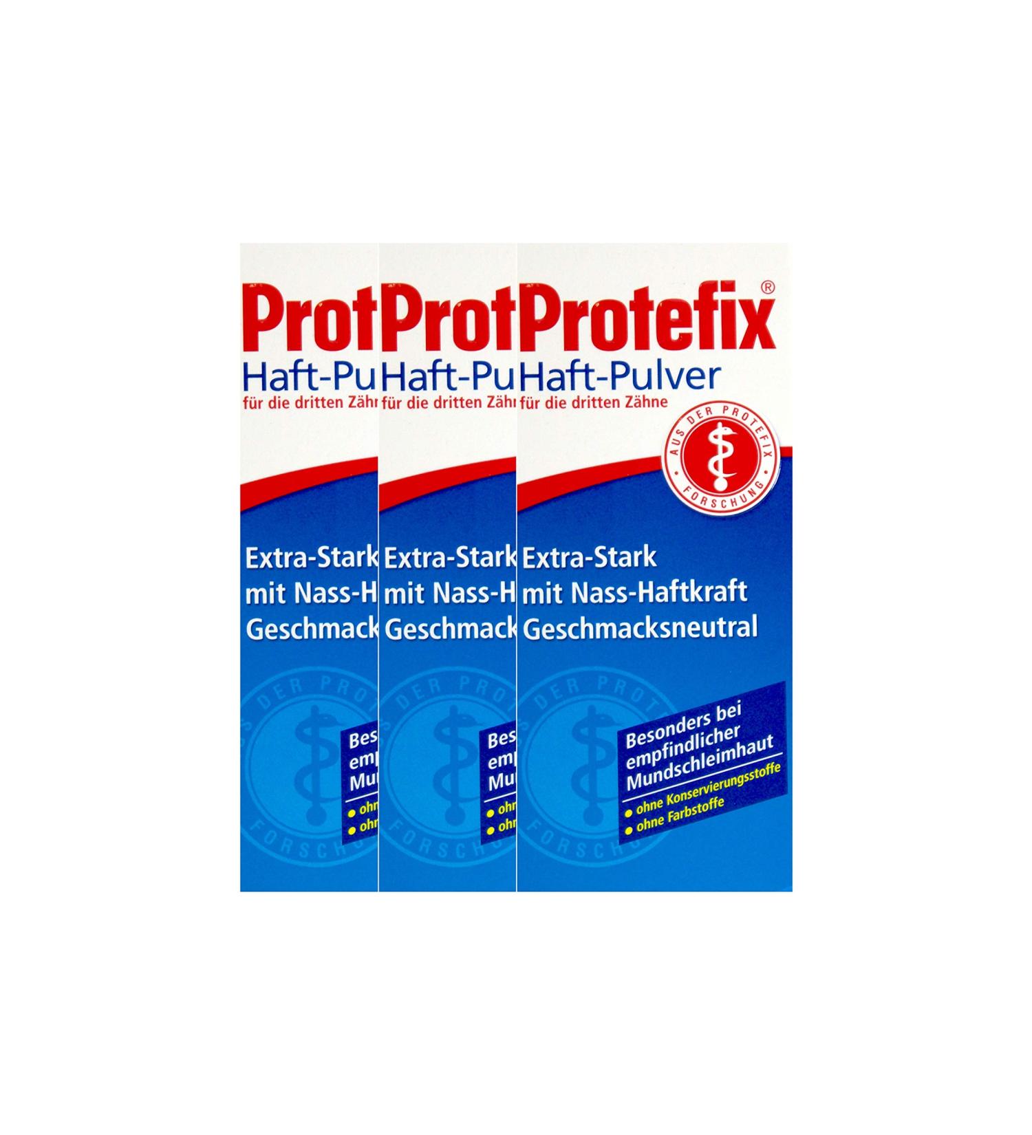 3x PROTEFIX adhesive powder 50g PZN 01381004 Extra strong with wet adhesive power