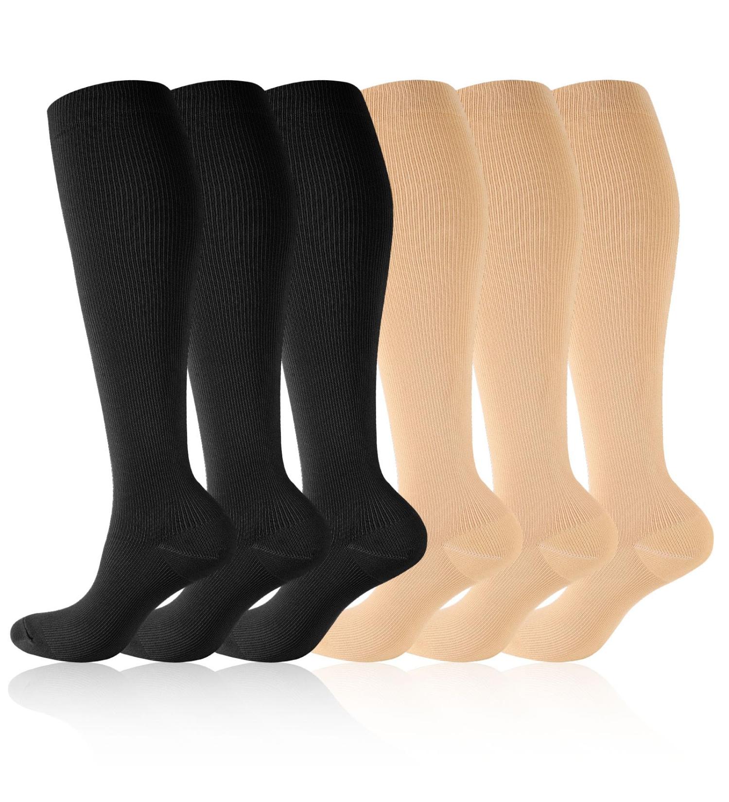 Newofview 6 Pair Compression Stockings for Men & Women | Medical Support Socks for Thrombosis Travel Flight Sports & Running - XXL Size - Buy Online on GoSupps.com