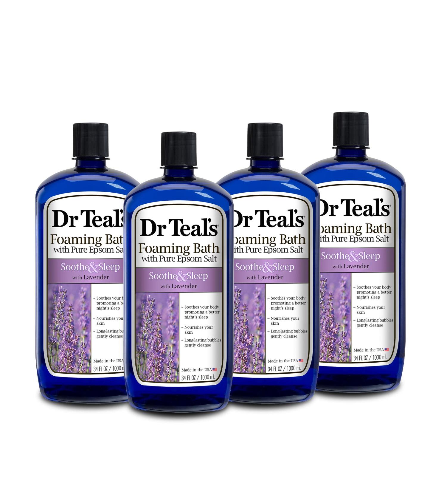 Dr Teal's Soothe & Sleep Foaming Bath 136 fl oz (Pack of 4) Lavender Epsom Salt - Buy Online on GoSupps.com
