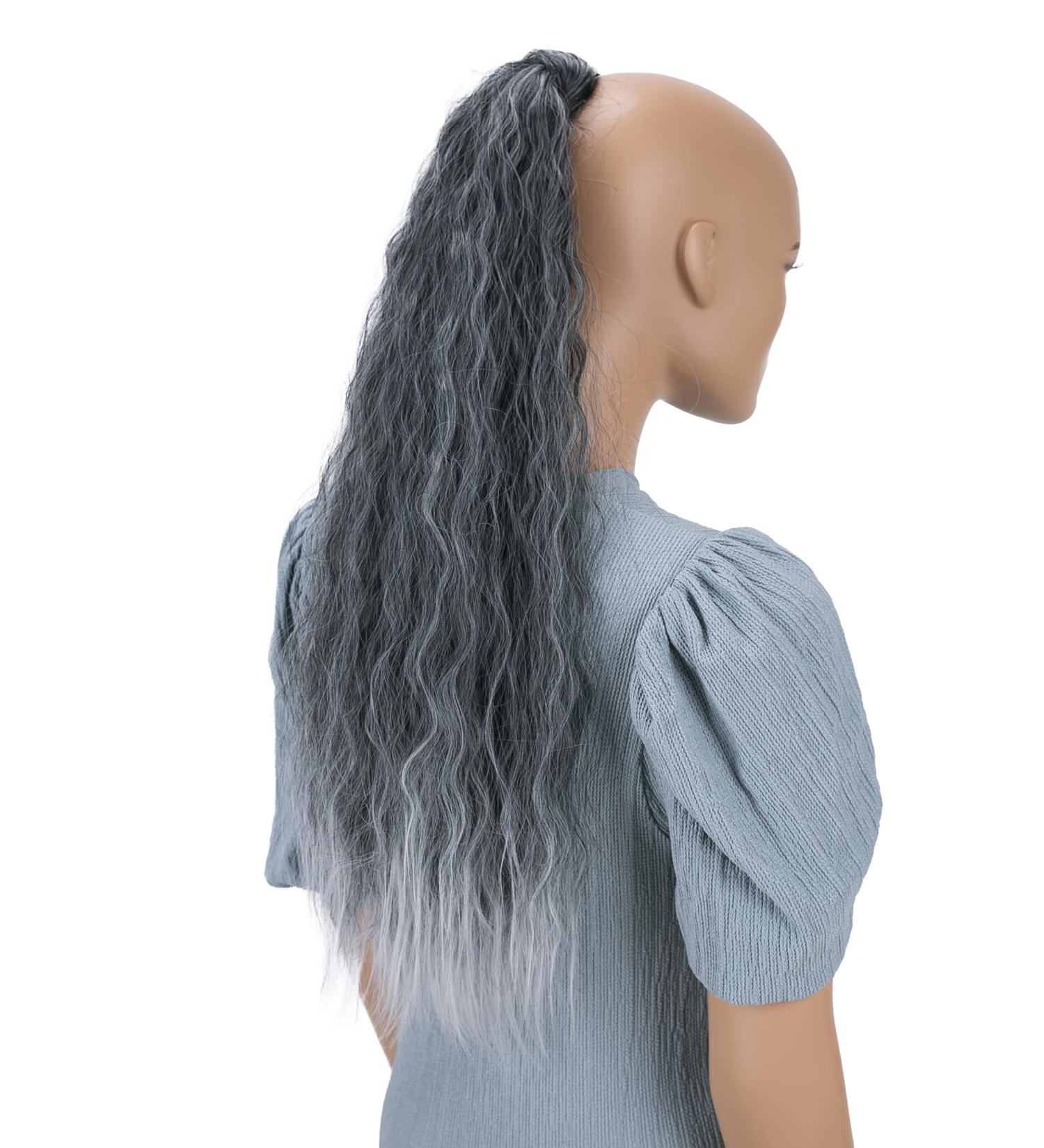 CAISHA 65cm Voluminous Wavy Hair Braid with Velcro Hairpiece - Grey Mix HCW108 - Buy Online on GoSupps.com