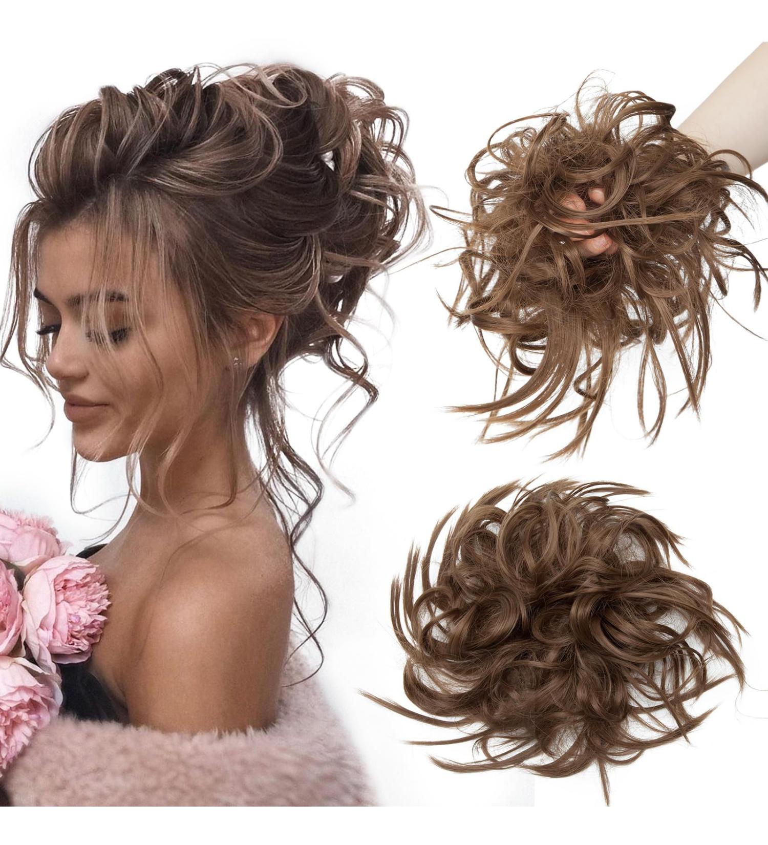 TESS Voluminous Messy Bun Hairpiece - 45g Hair Tie with Elastic Band for Women & Girls (Ash Brown) - International Shipping Available - Buy Online on GoSupps.com