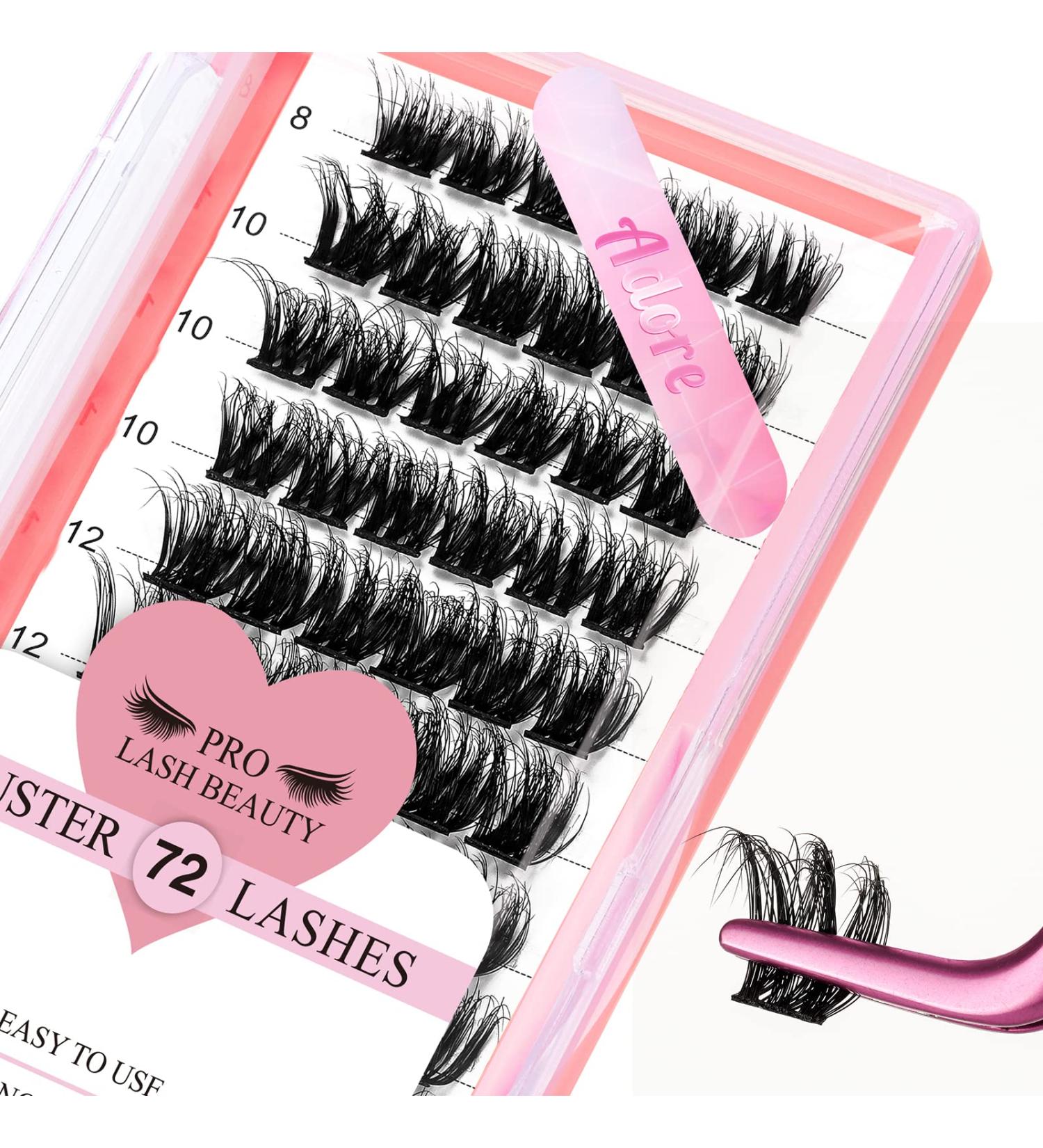 PRO Lash Clusters 72 Pcs | 3D Effect DIY Lash Extension | Volume Wispy Individual Cluster Lashes | Super Thin Band | Reusable & Comfortable | Adore-3D Fluffy C-8-16mix - Buy Online on GoSupps.com