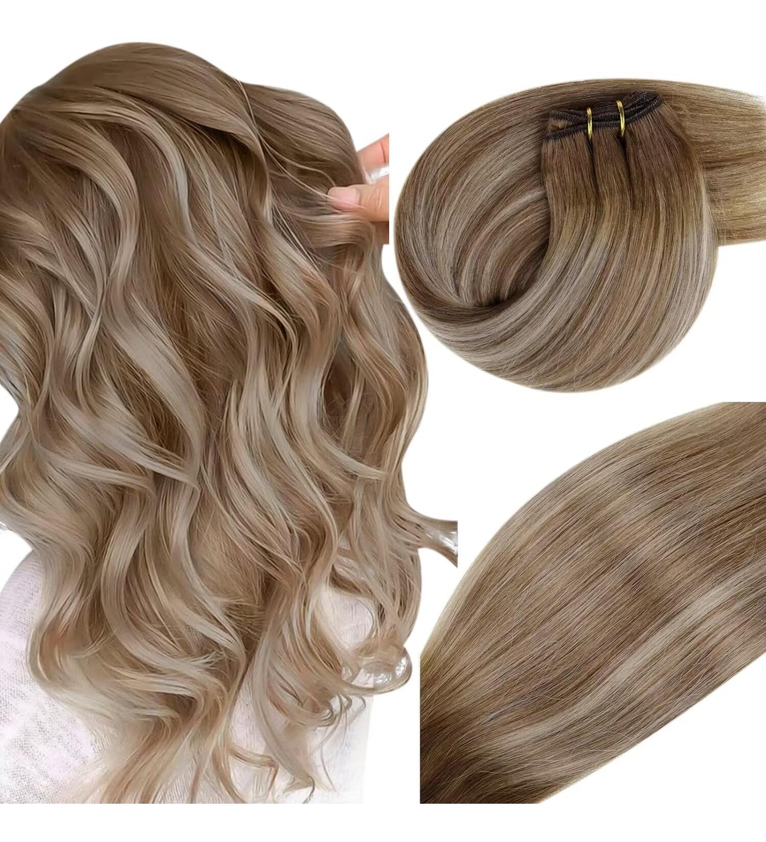 Vivien Treat Remy Real Hair Extensions - Light Brown Balayage Gold Blonde 60cm 100g #6/60/6 - Premium Quality Hair Exensions - Buy Online on GoSupps.com