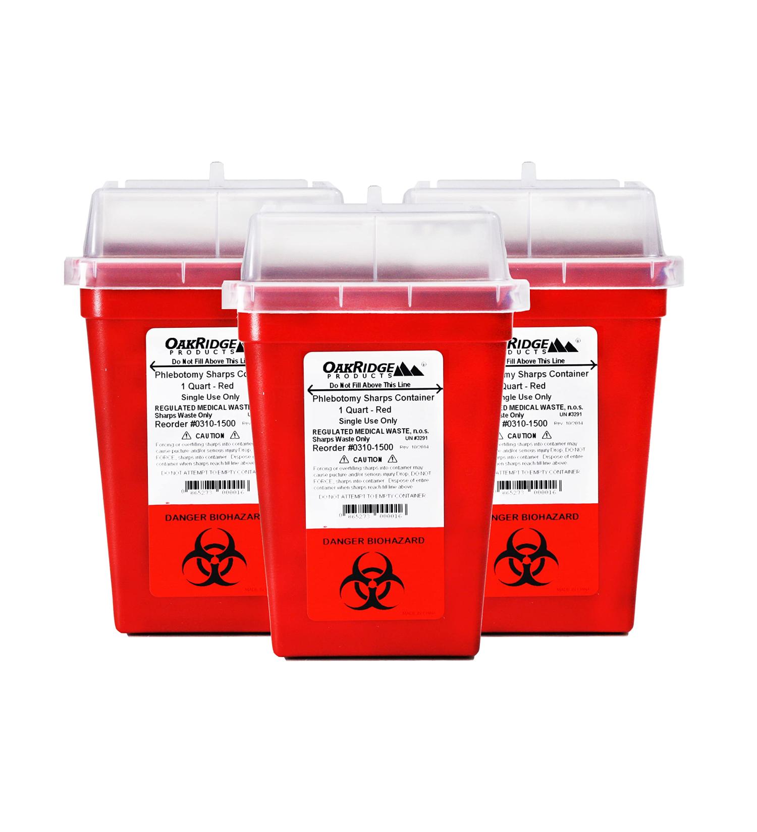 OakRidge 1 Quart Sharps Disposal Container (Pack of 3) - Home & Professional Approved - Buy Online on GoSupps.com