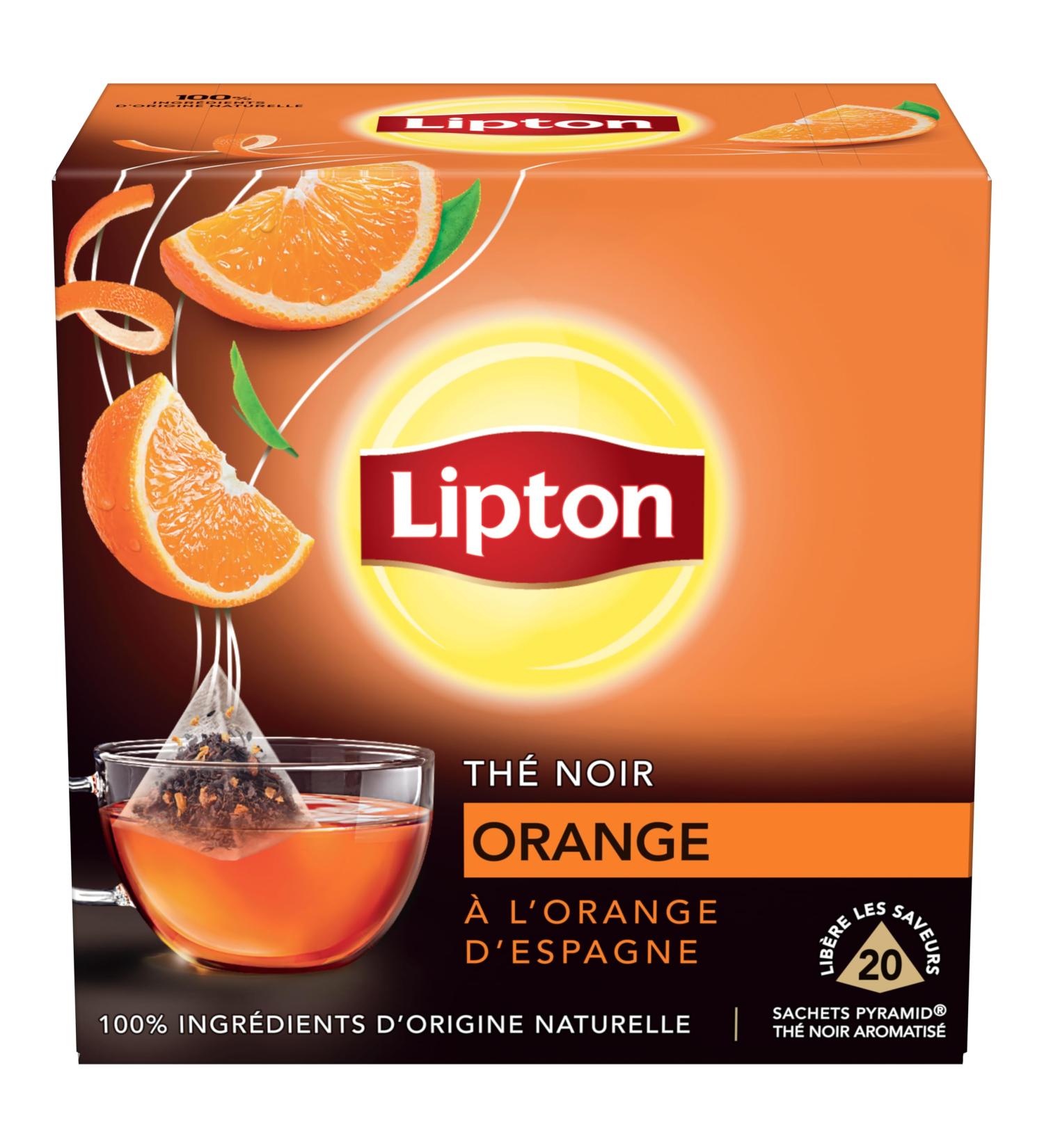 Lipton Th Noir Orange l'orange d'Espagne 20 Sachets Pyramid  - Buy Online on GoSupps.com