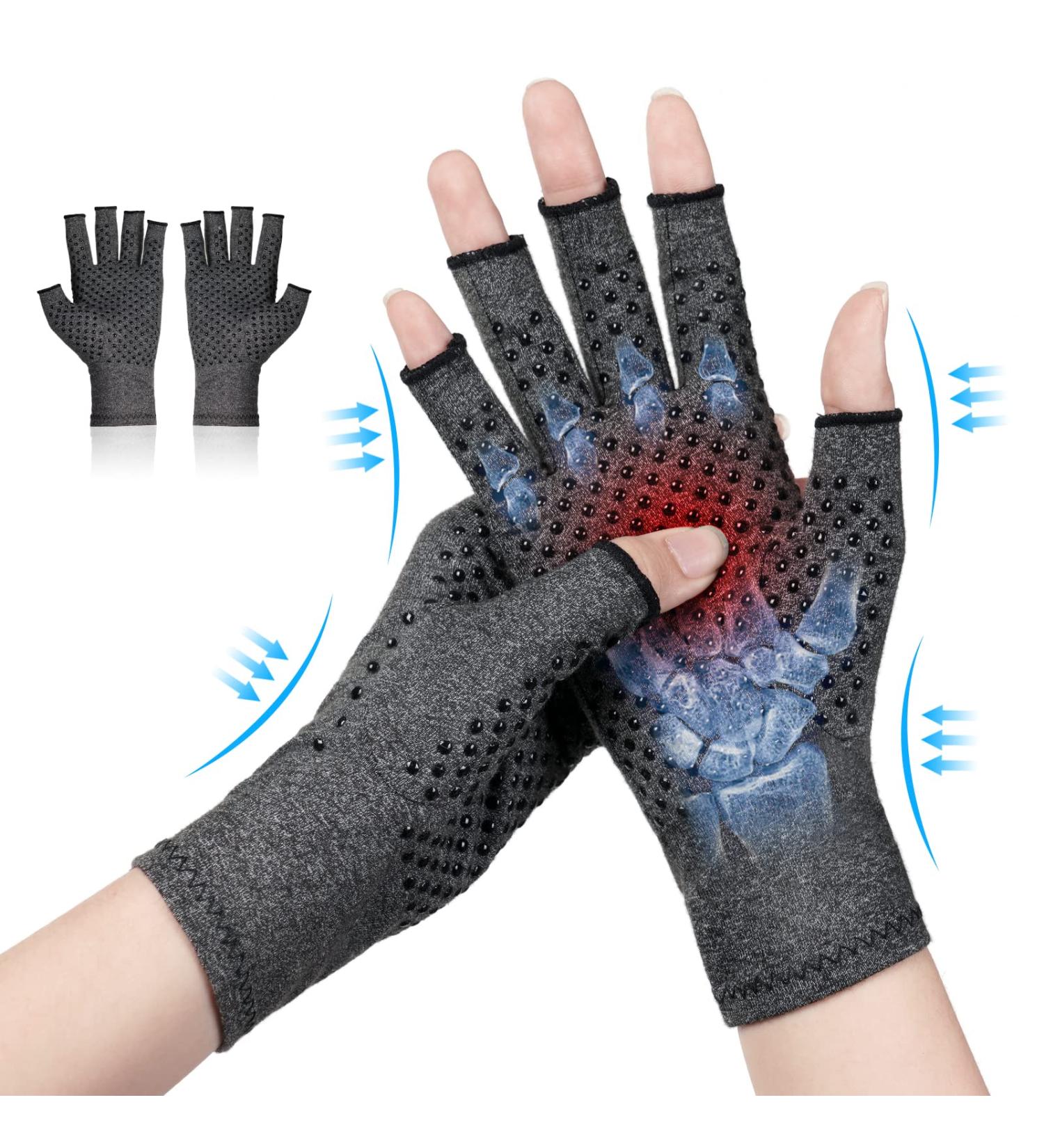 ACWOO Arthritis Compression Gloves - Pain Relief & Support for Hands and Finger Joints - Anti-Slip Fingerless Design - Men and Women (Grey-M) - Buy Online on GoSupps.com