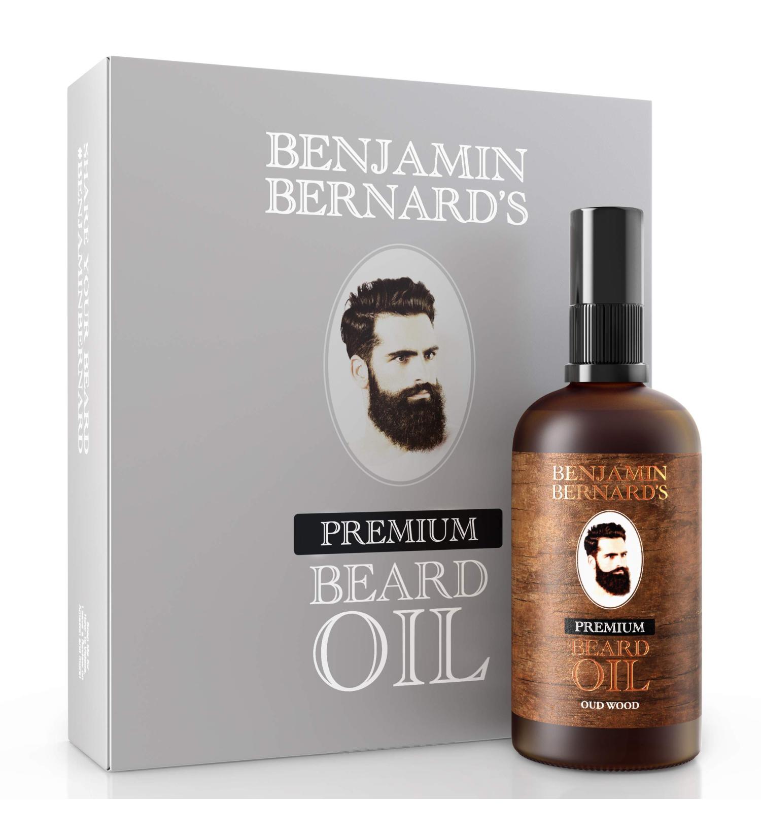 Benjamin Bernard Premium Beard Oil - Hydrating Blend with Jojoba Oils and Vitamin E - Oud Wood Scent - 100ml - Buy Online on GoSupps.com