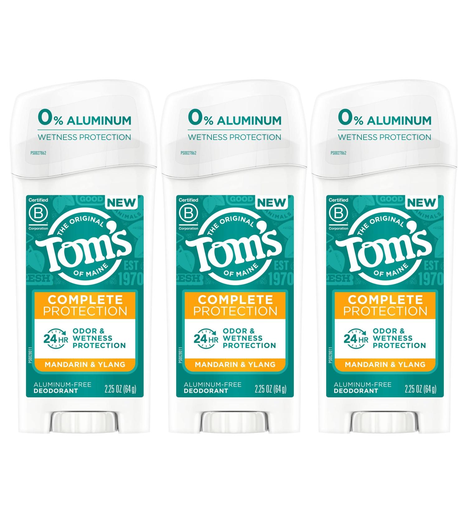 Tom's of Maine Complete Protection Deodorant 3-Pack - Mandarin & Ylang 2.25oz - Buy Online on GoSupps.com
