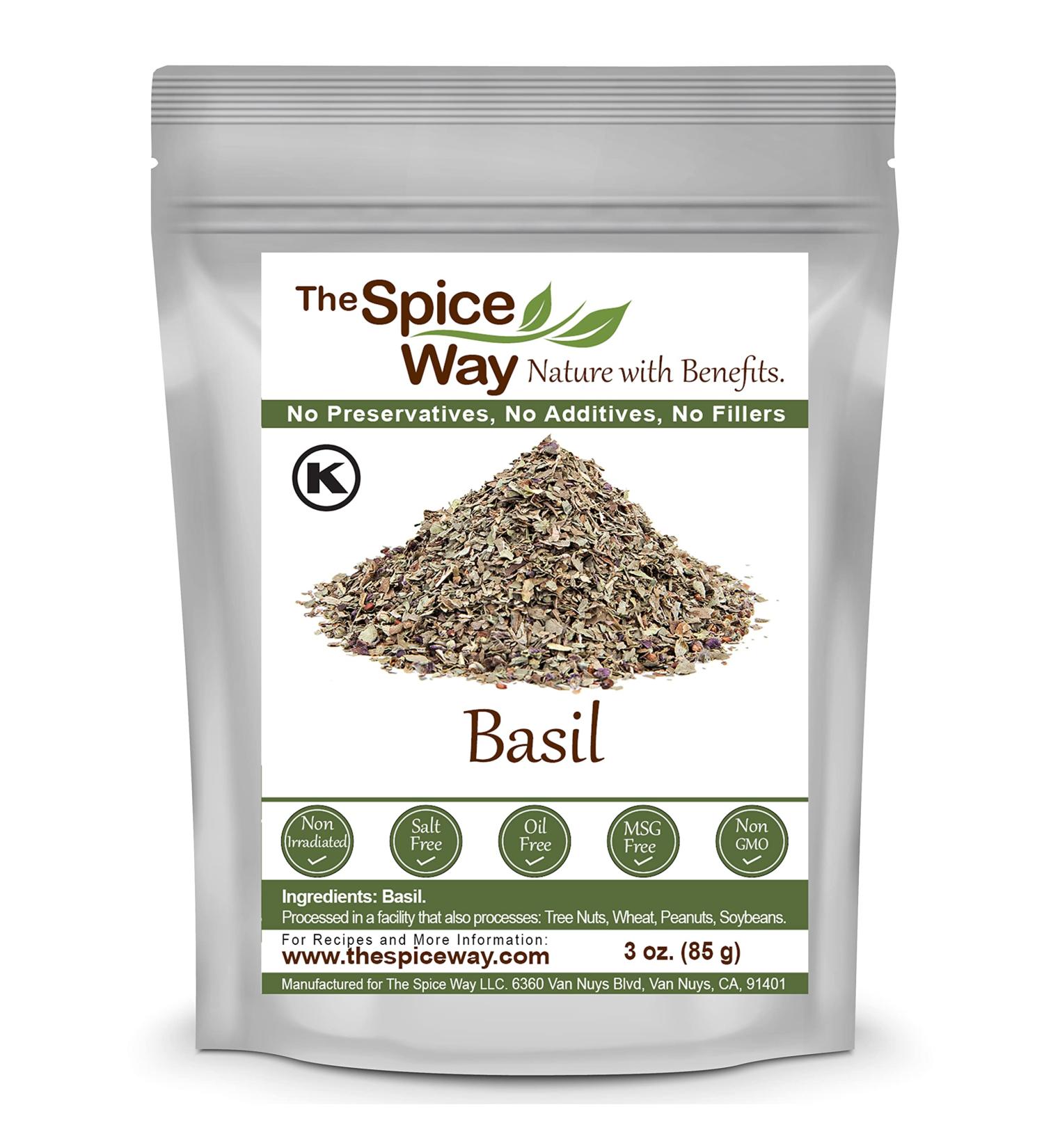 The Spice Way Basil Leaves - 3 oz | Pure Dried Basil Seasoning - Buy Online on GoSupps.com