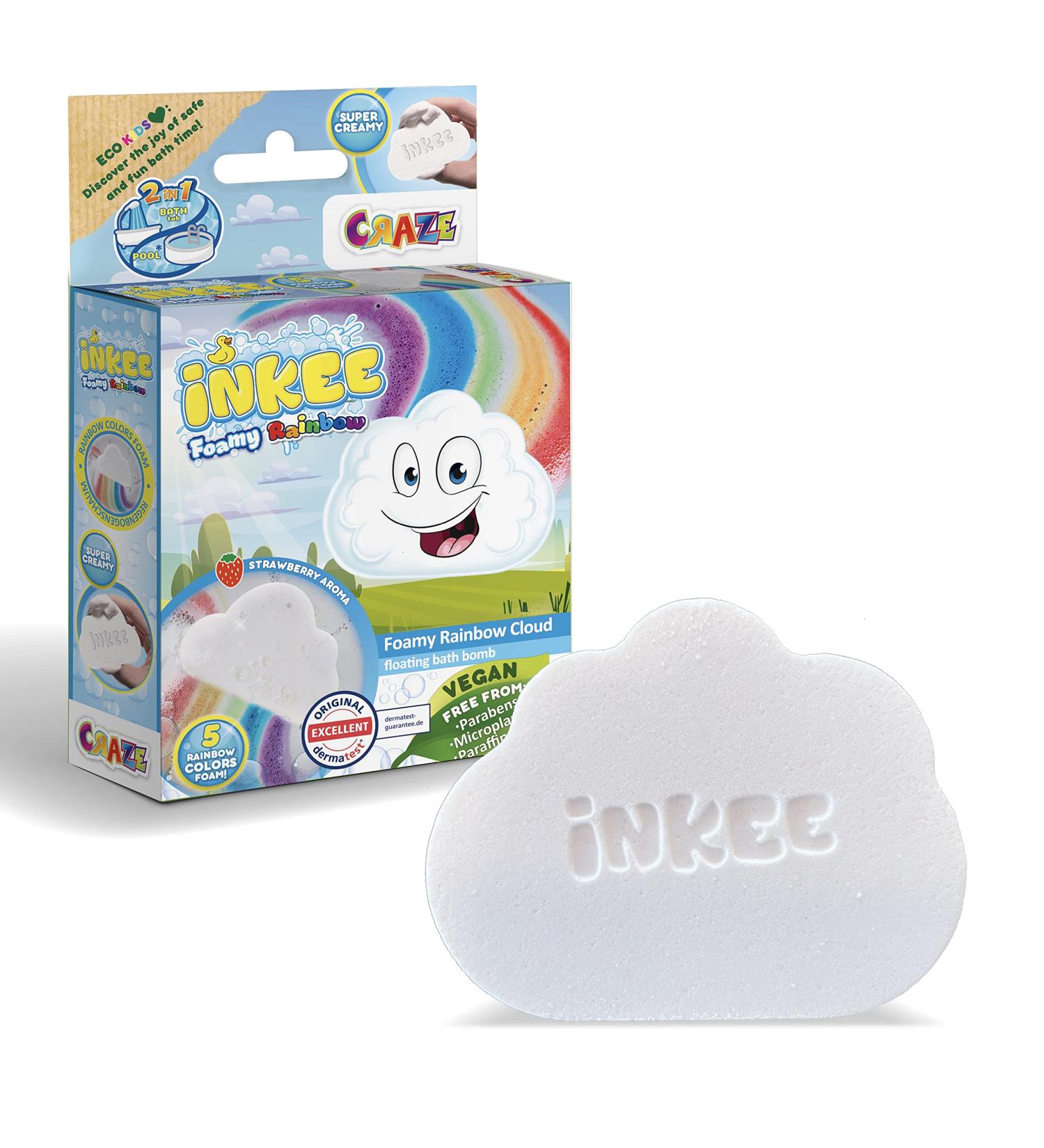 INKEE Foamy Cloud Rainbow Bath Bomb for Kids - Strawberry Scent Extra Creamy Bubble Bath - Buy Online on GoSupps.com