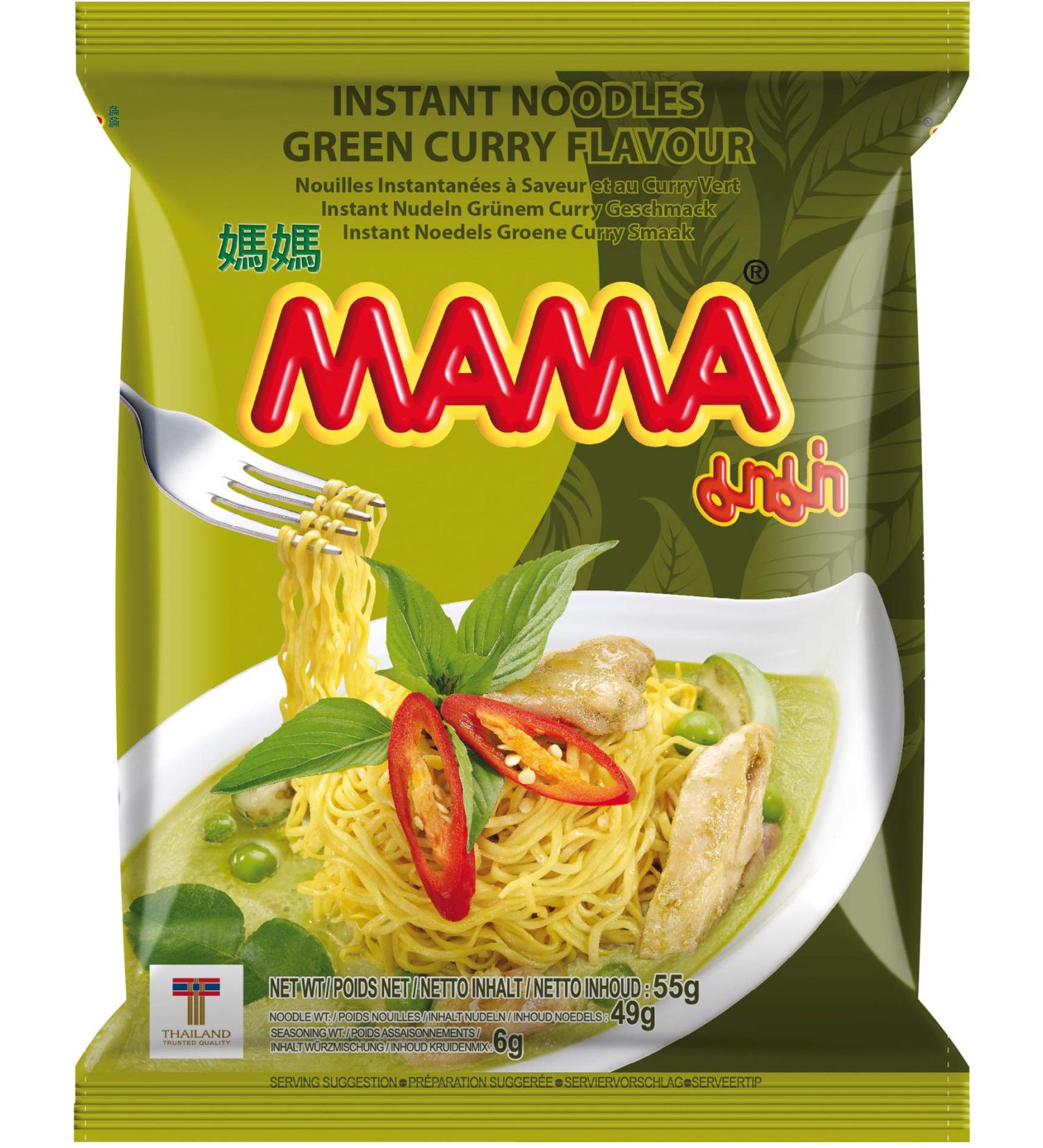 MAMA instant noodles curry green pack of 24 (24 x 55 g) 17006 Curry green 55 g (pack of 24)