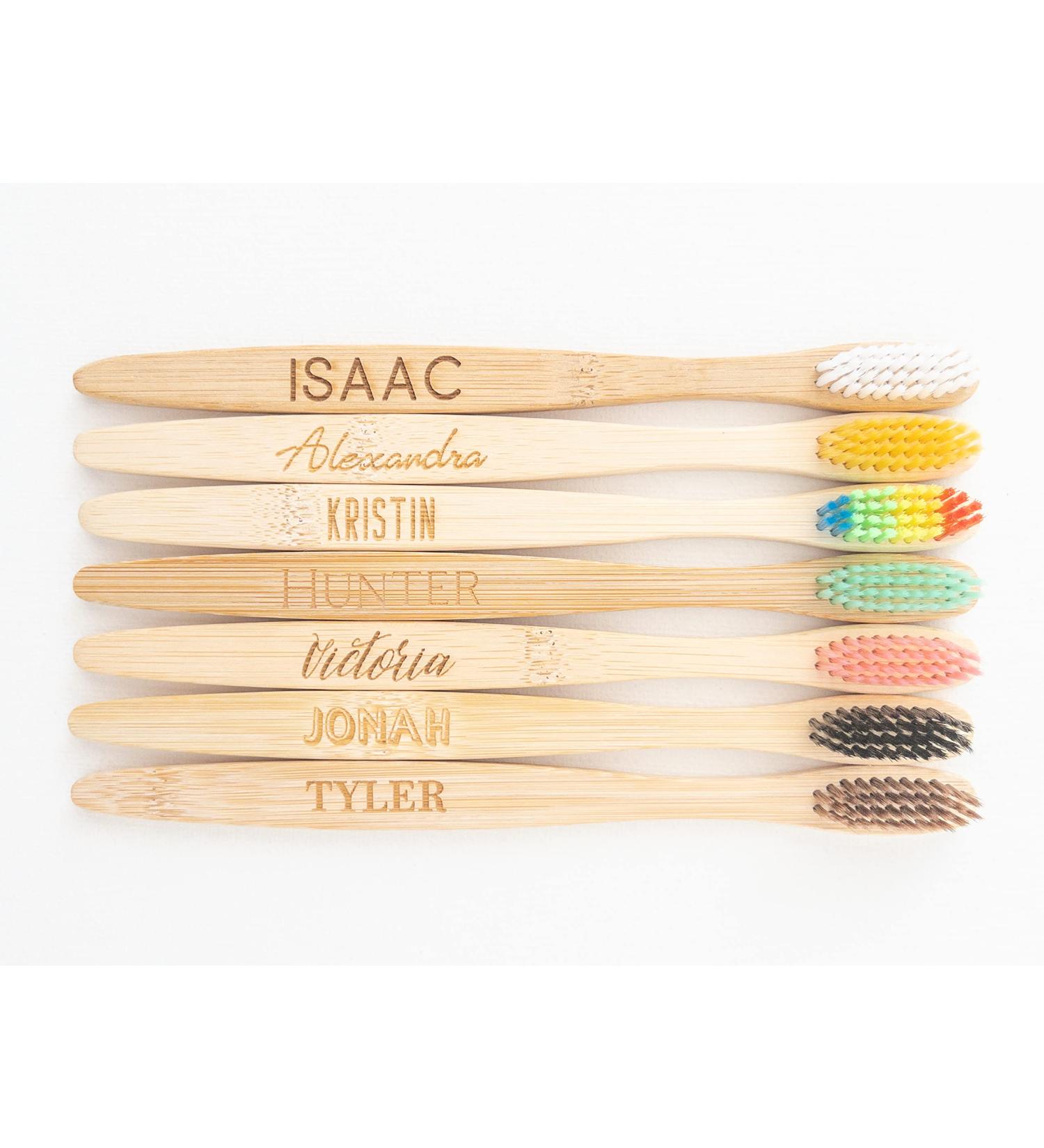 Personalized Pink Bamboo Toothbrush with Custom Name | Color and Font Choice - Buy Online on GoSupps.com