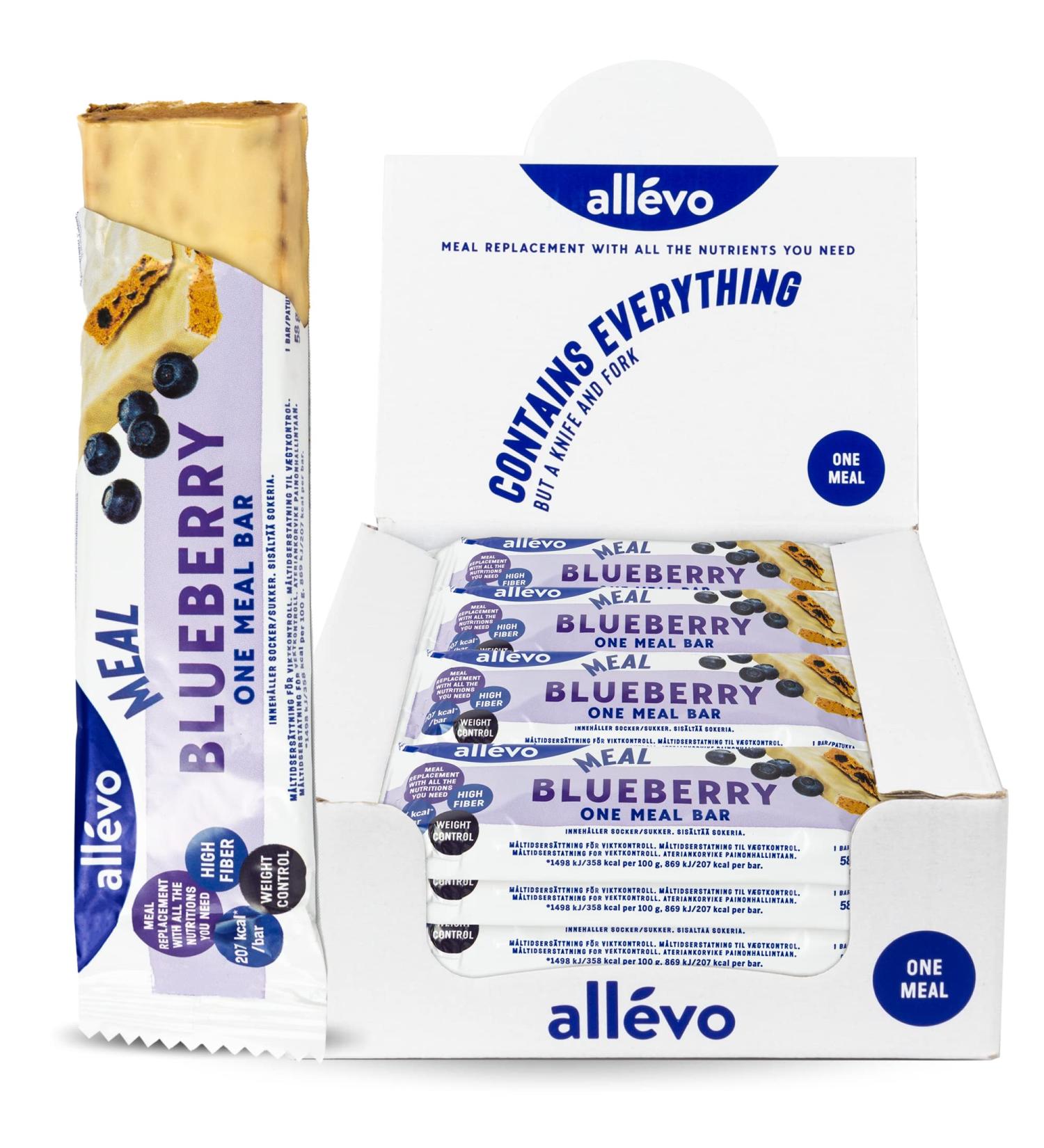 All vo Blueberry Meal Bar - 20 Low-Calorie Protein Bars for Weight Loss & Control - High Fiber Vitamins | Buy Now! - Buy Online on GoSupps.com