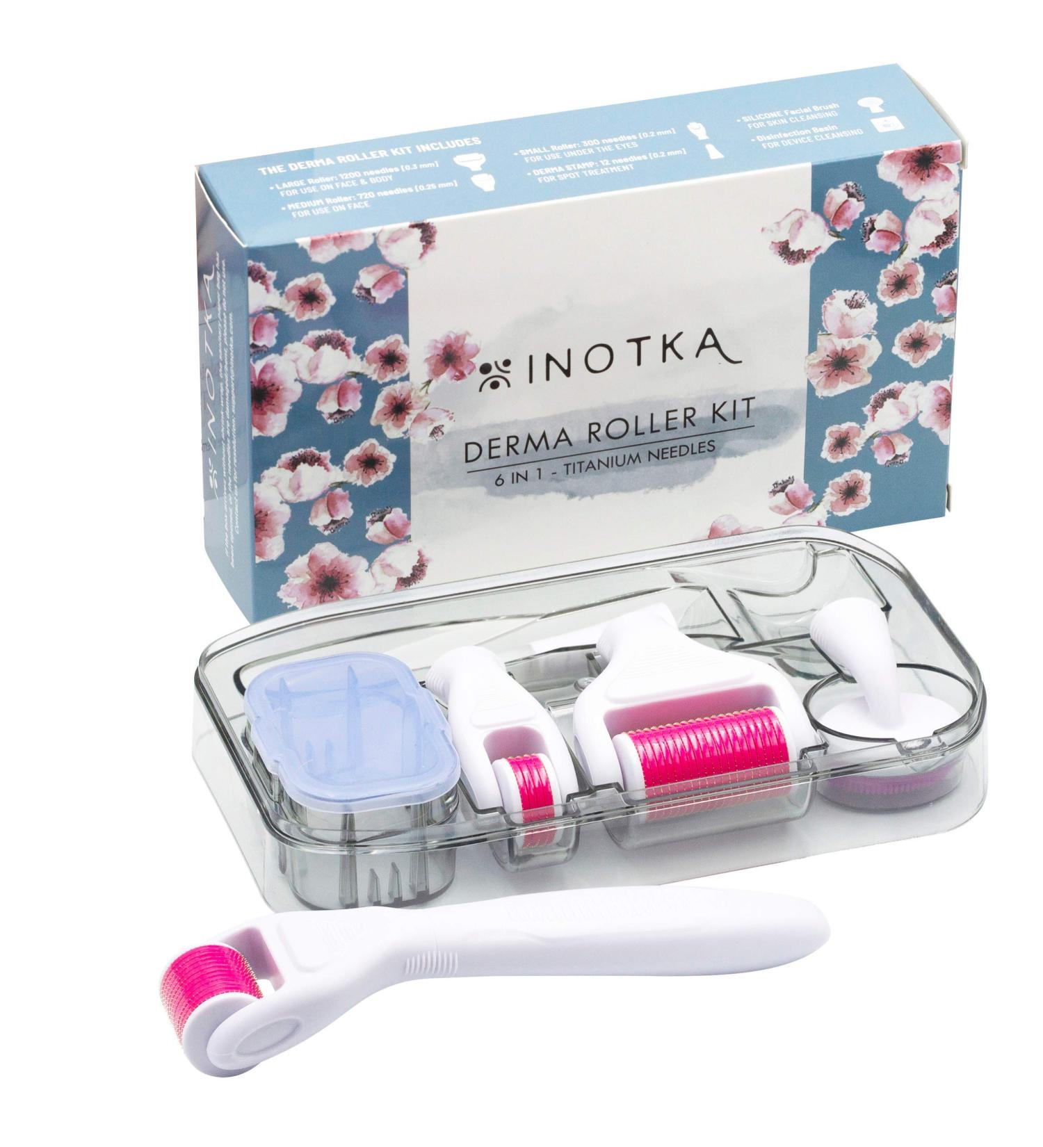 6 in 1 Titanium Derma Roller Kit for Microneedling Face and Body - 0.20, 0.25, 0.3mm Needles - Home Use Microdermabrasion Tool, Safe for Beginners - Face Roller Cosmetics - Buy Online on GoSupps.com