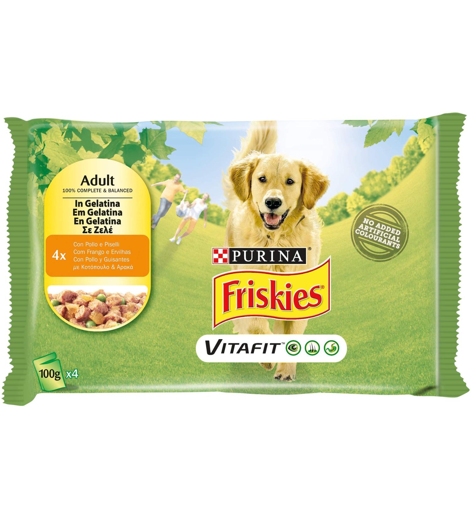 Purina Friskies Dog Food Umide Gelatin Jars with Chicken and Peas 40 sachets of 100 g - Buy Online on GoSupps.com