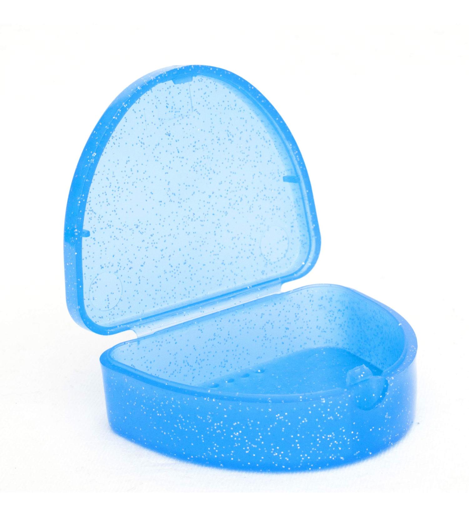 Slim Orthodontic Dental Case - Colour & Glitter Choices for Retainers Bleaching Trays Dentures & More (Glitter Blue) - Buy Online on GoSupps.com