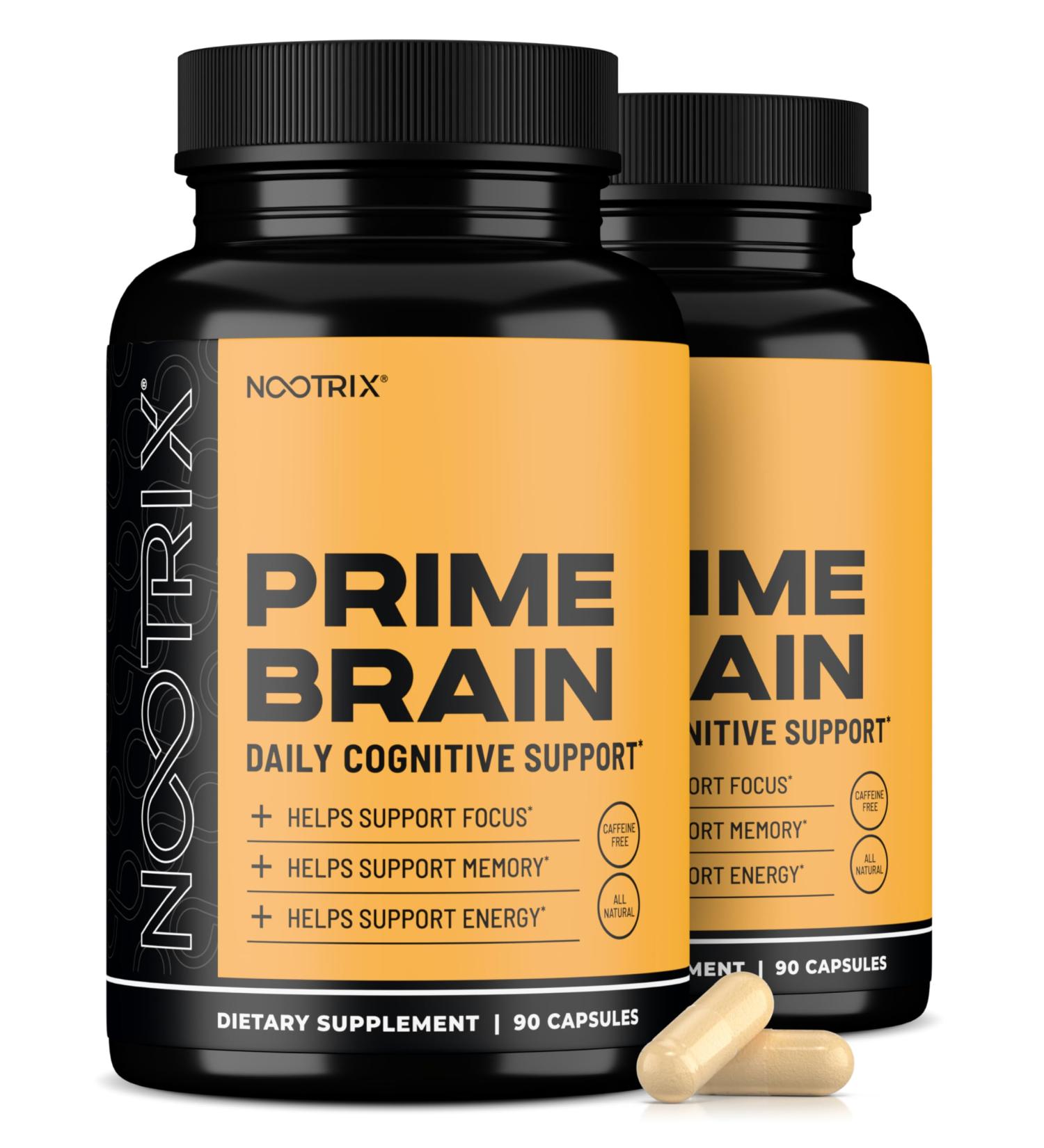 Nootrix Prime Brain Nootropic Supplement | Supports Memory Mental Focus Cognitive Health & Energy | Promotes Healthy Mood & Brain Function | Ginkgo Biloba Lion's Mane & L Theanine | 180 Capsules 180 Count (Pack of 2) - Buy Online on GoSupps.com
