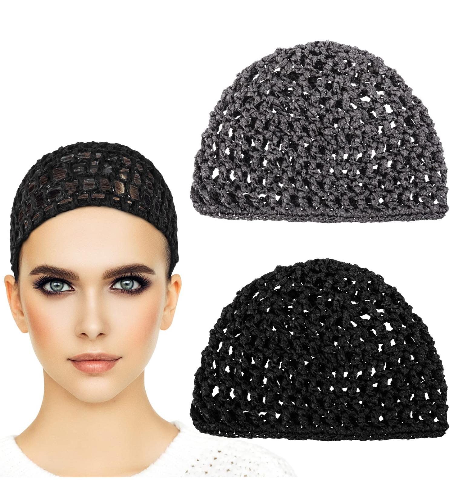 2PCS Women's Mesh Crochet Hair Net Snoods - Knit Sleep Cap & Hair Cover Accessory - Buy Online on GoSupps.com
