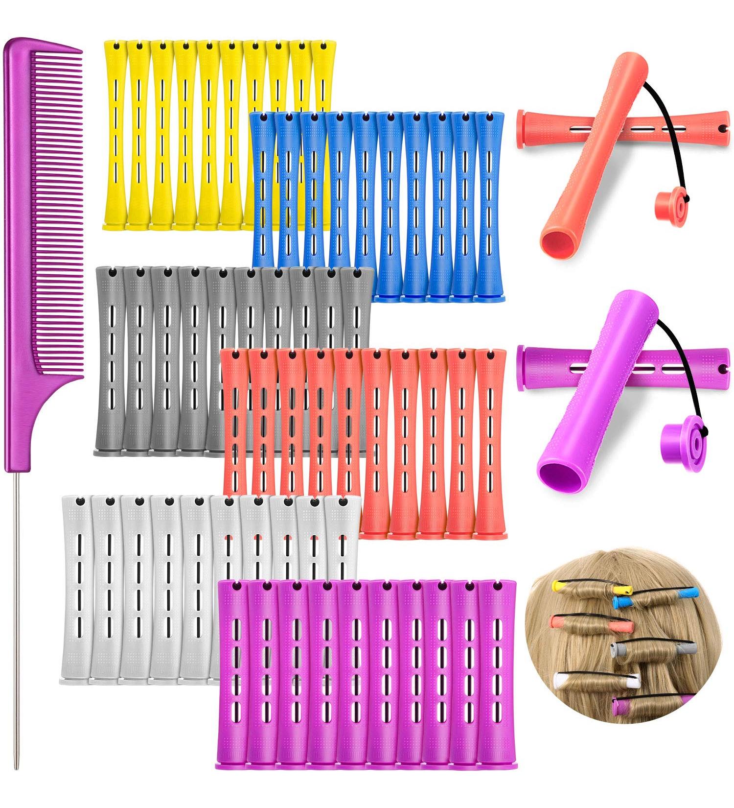 60-Piece Hair Perm Rods Set with Tail Comb - Plastic Perming Rods in 6 Sizes for Hair Curling and Styling - Buy Online on GoSupps.com