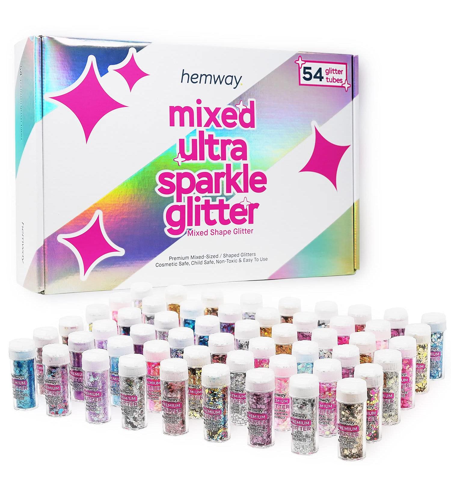 Buy Hemway Mixed Chunky Glitter Set - 54 x 6G Ultra Sparkle Glitter for Makeup Nails Face & Festivals - Multi-Purpose Glitter Shaker Set - Buy Online on GoSupps.com