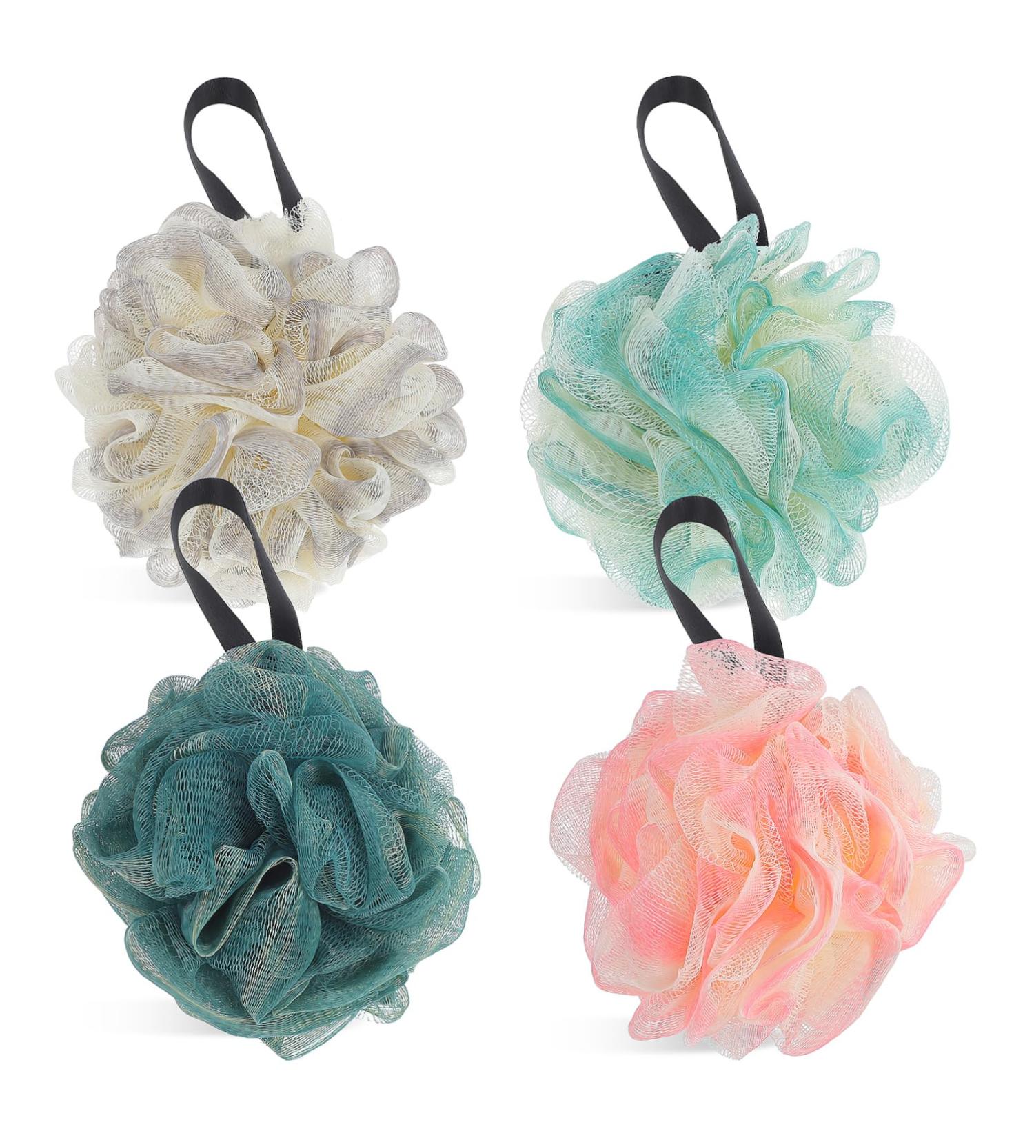 Beaupretty 4pcs Colorful Bath Balls & Loofahs - Exfoliating Shower Puffs & Body Wash Sponge for Travel - Ideal Bathing Accessories - Buy Online on GoSupps.com