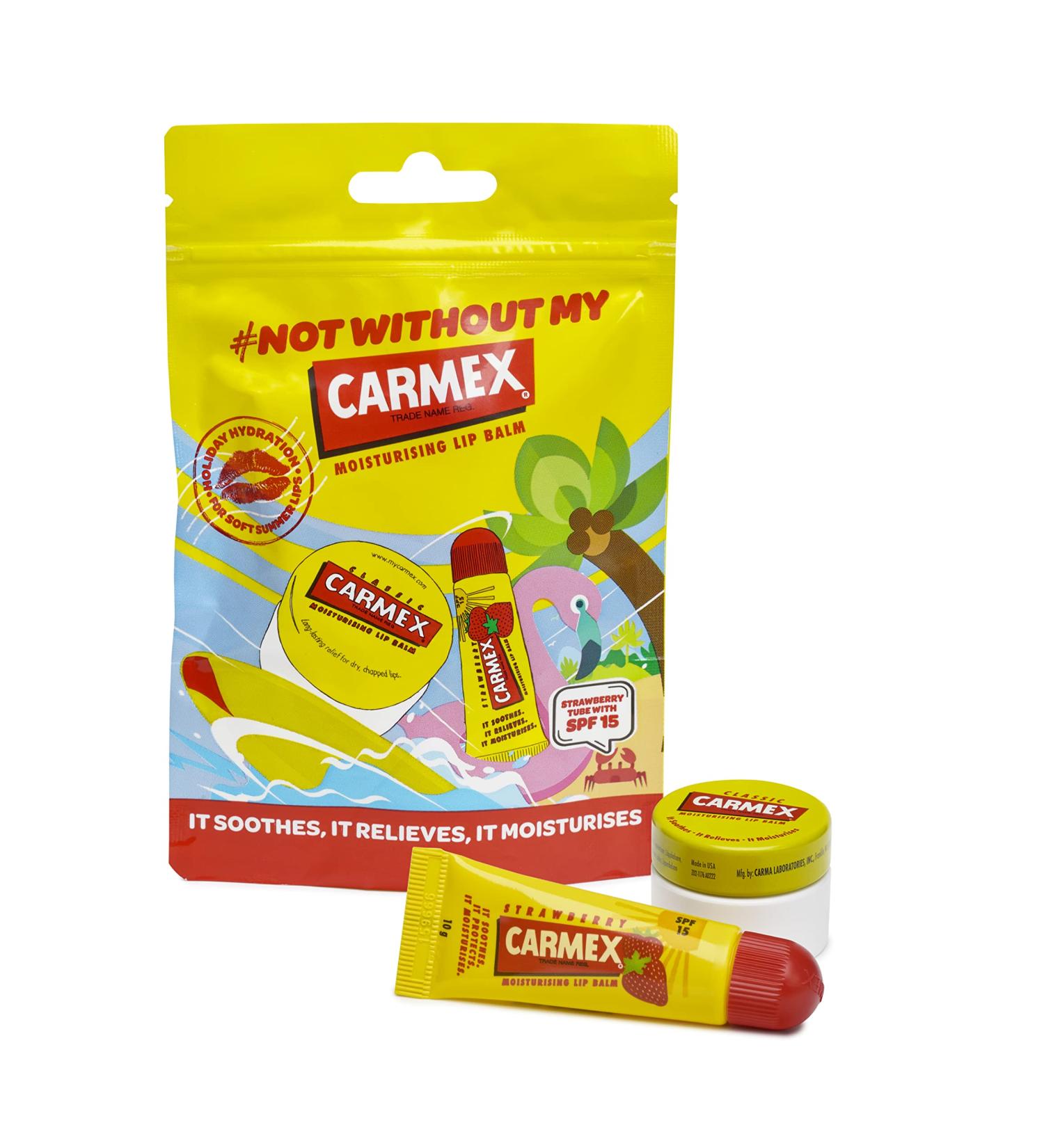 CARMEX Lip Balm Gift Pouch (1x Strawberry Tube 1x Classic Pot) - Buy Online on GoSupps.com